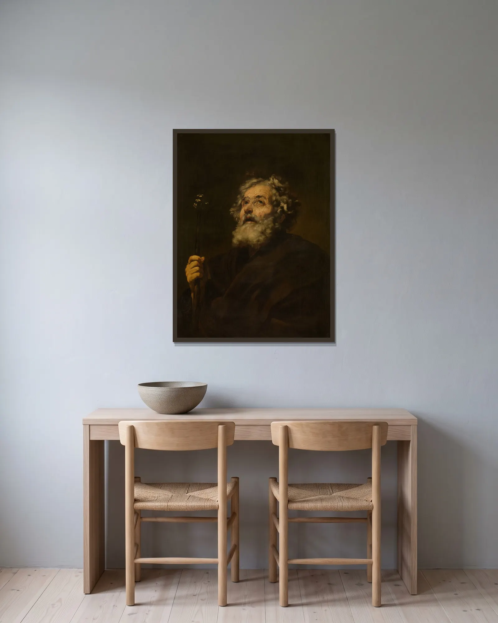 Saint Joseph av Jusepe de Ribera inramad på en vägg