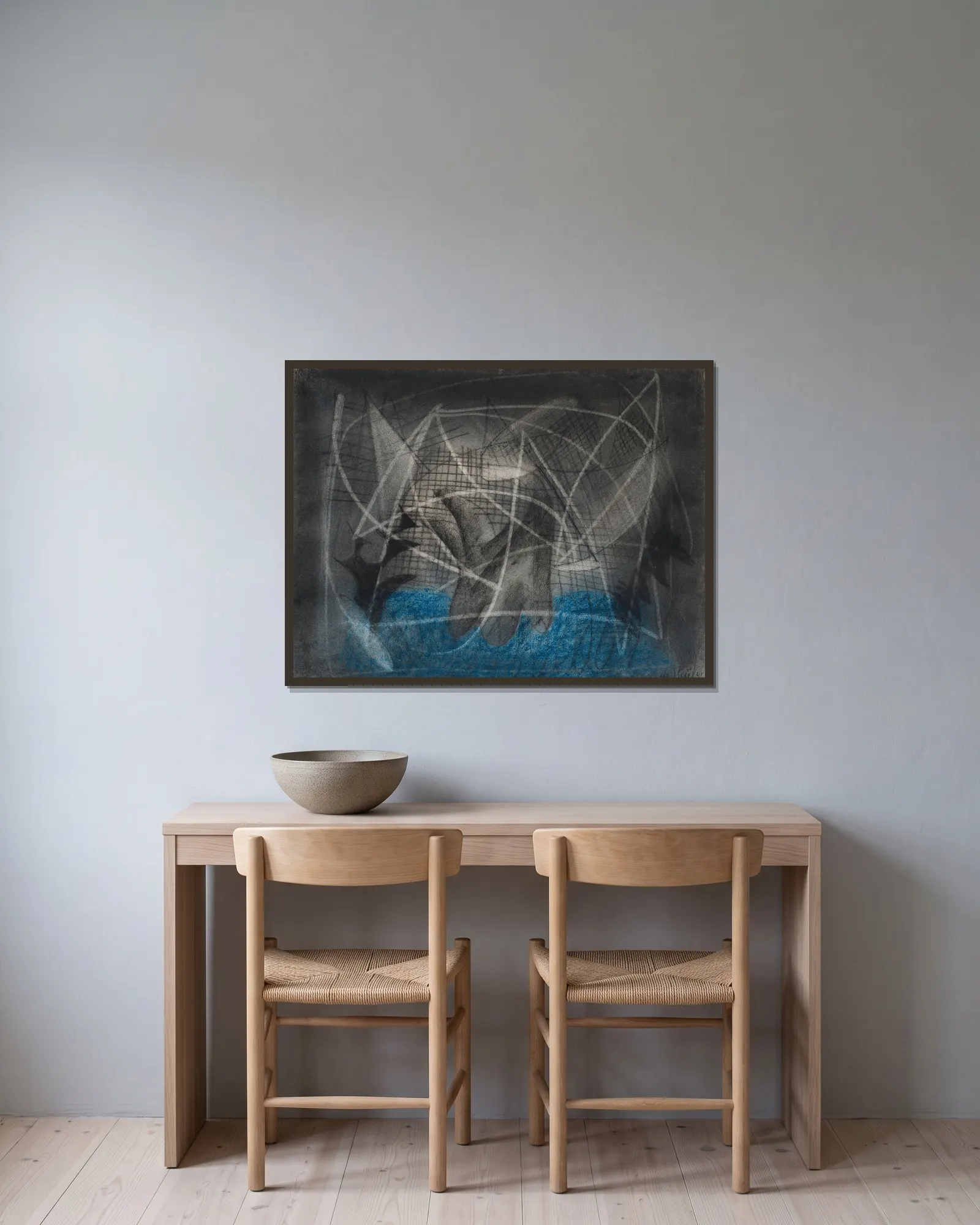 Composition av Nicolas De Staël inramad på en vägg