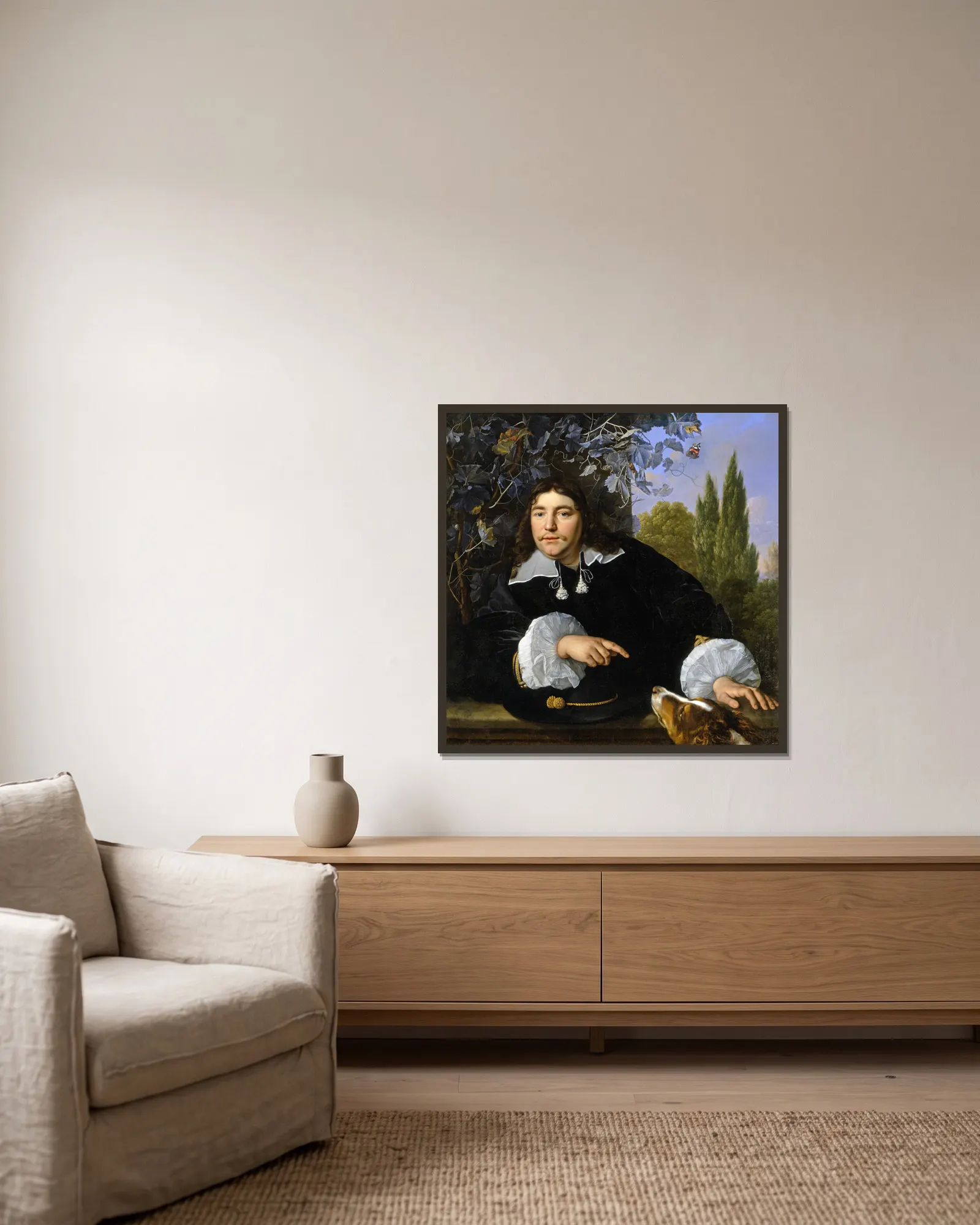 Self-Portrait av Bartholomeus van der Helst inramad på en vägg