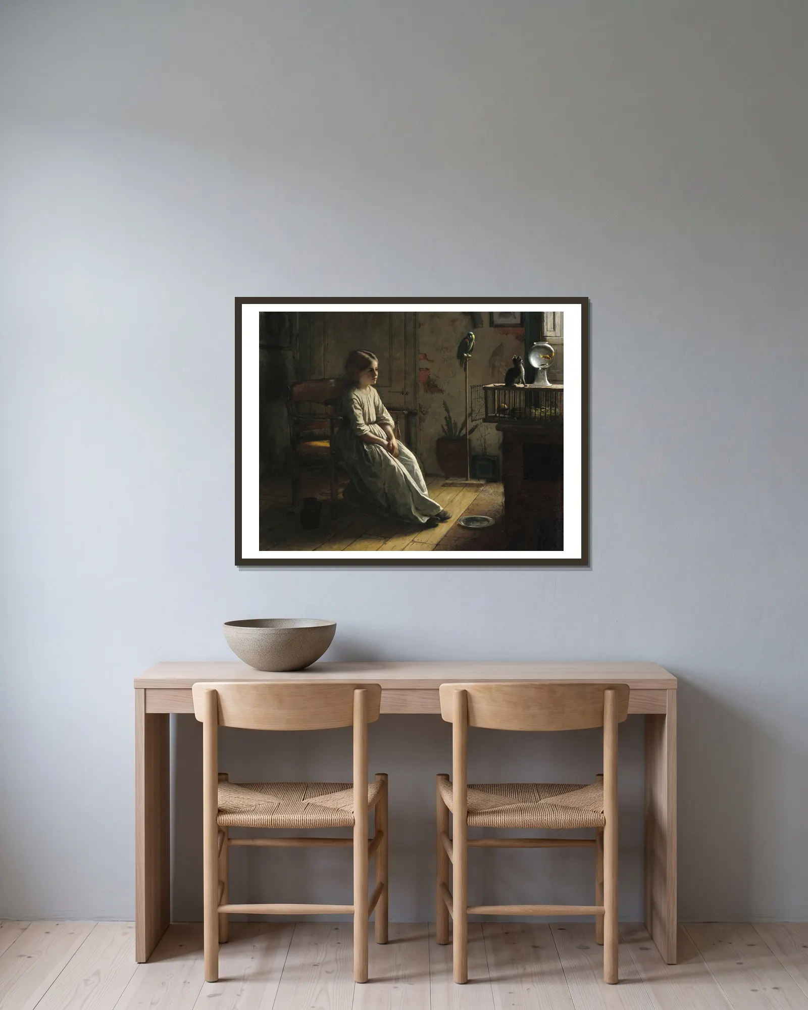 The Pets av Eastman Johnson inramad på en vägg