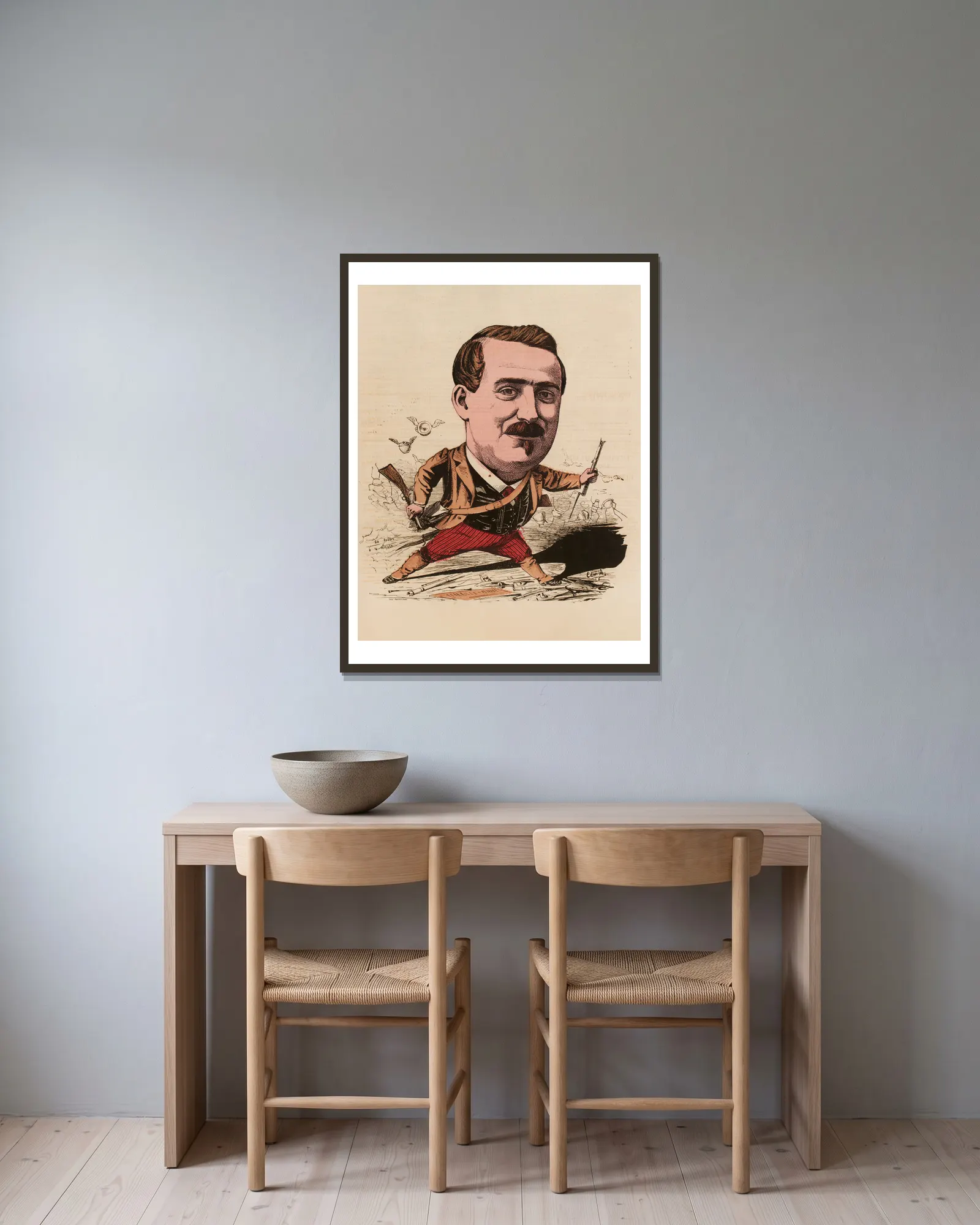 Chassepot av Edward Ancourt inramad på en vägg