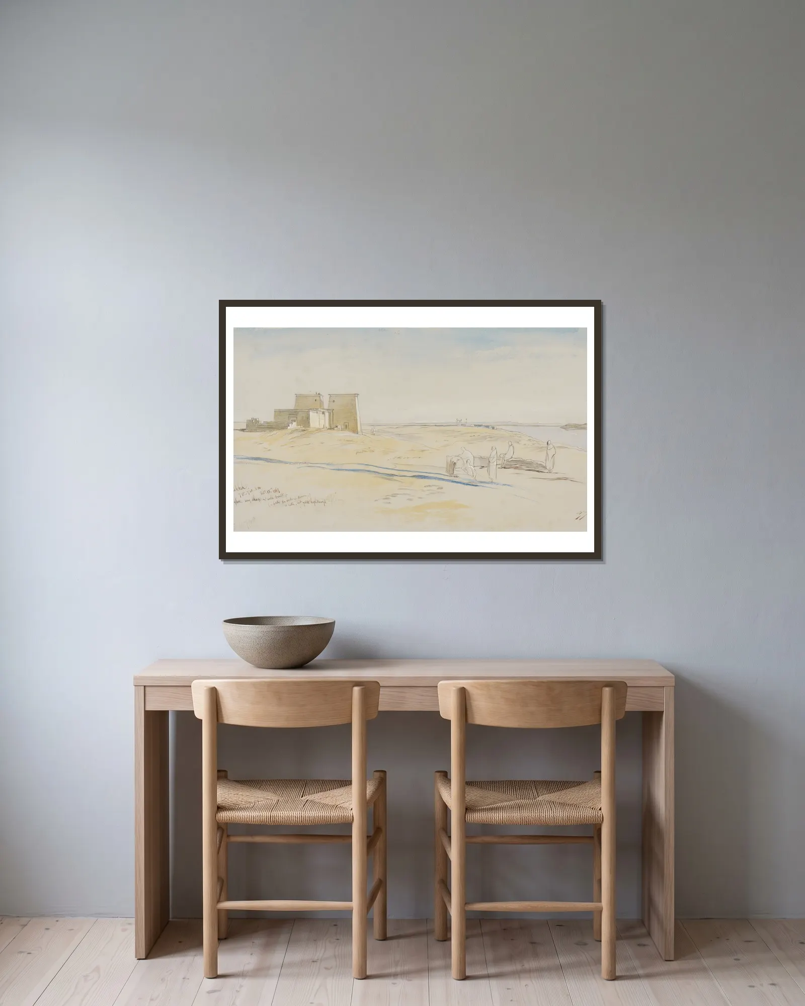 Dakkeh av Edward Lear inramad på en vägg