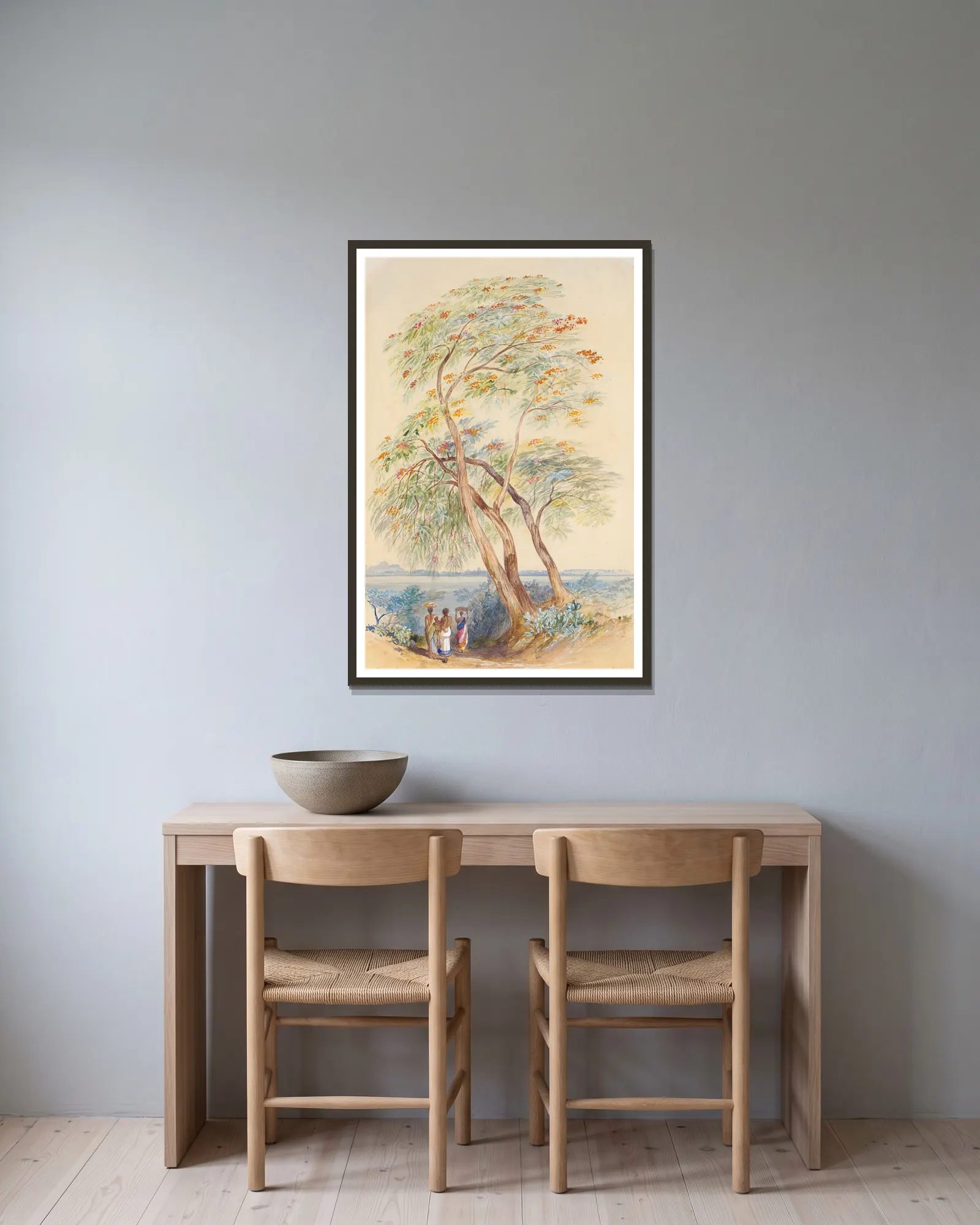 Tree Study, Trichinopoly, India av Edward Lear inramad på en vägg