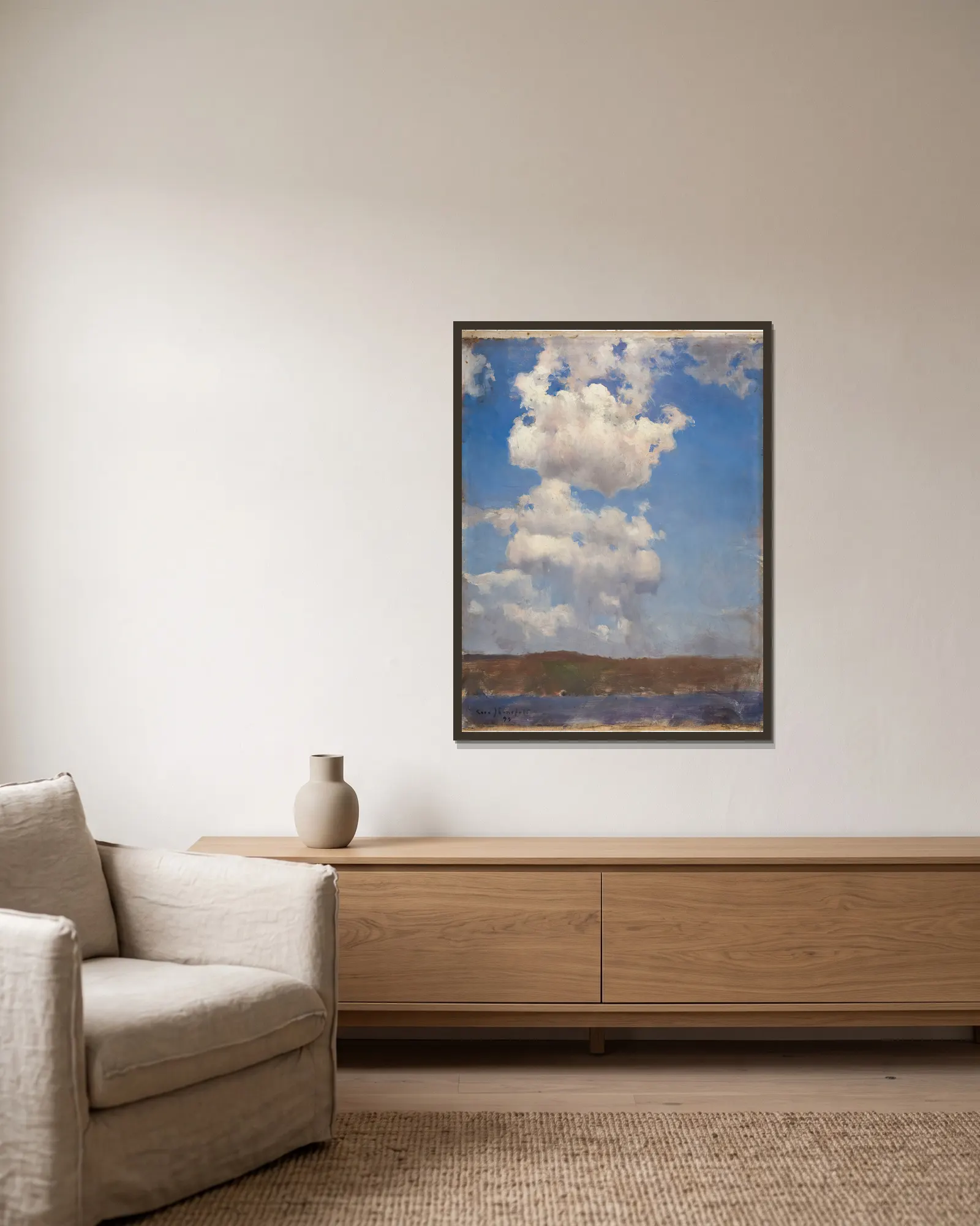 Cloud Study av Eero Järnefelt inramad på en vägg