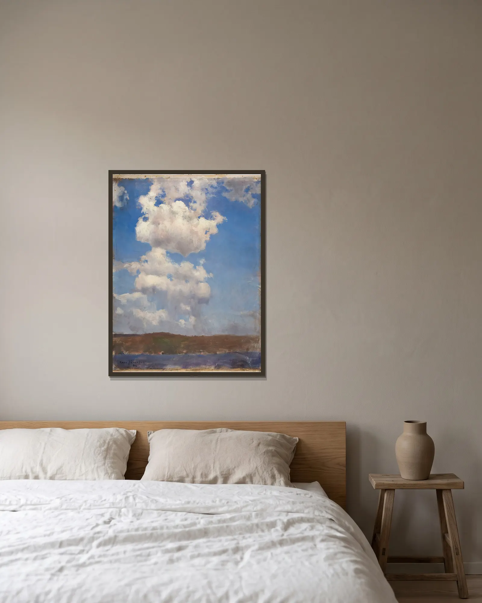 Cloud Study av Eero Järnefelt inramad på en vägg