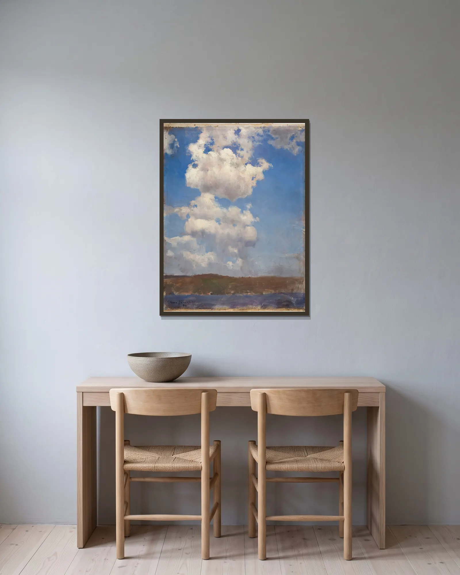 Cloud Study av Eero Järnefelt inramad på en vägg