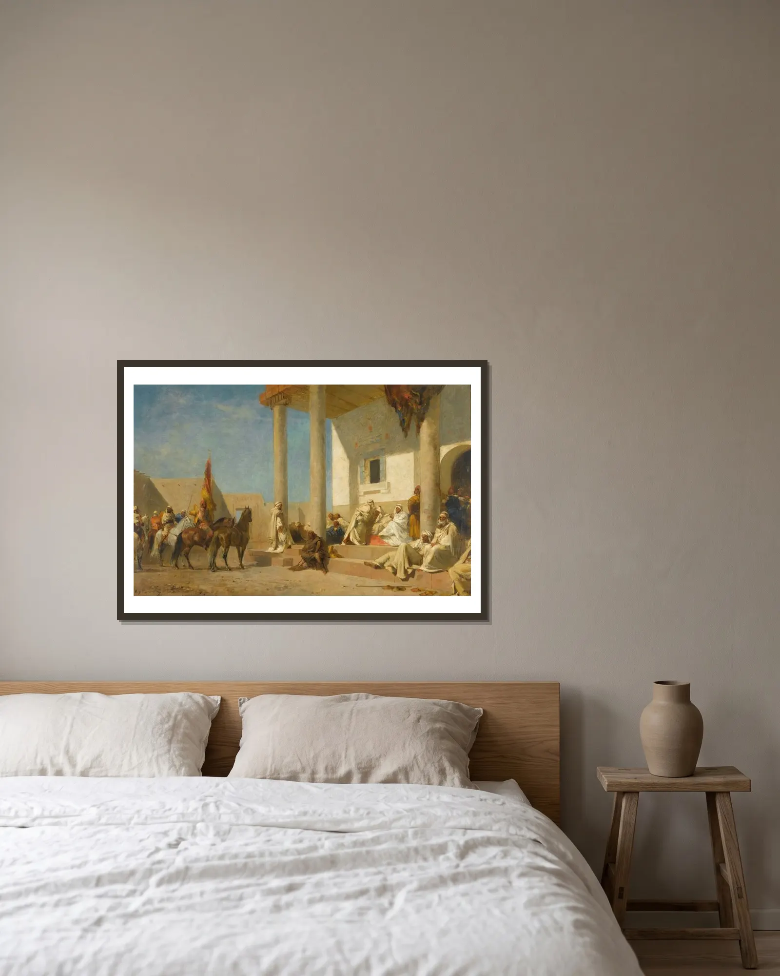 Audience Chez Un Khalifat (Sahara) av Eugène Fromentin inramad på en vägg