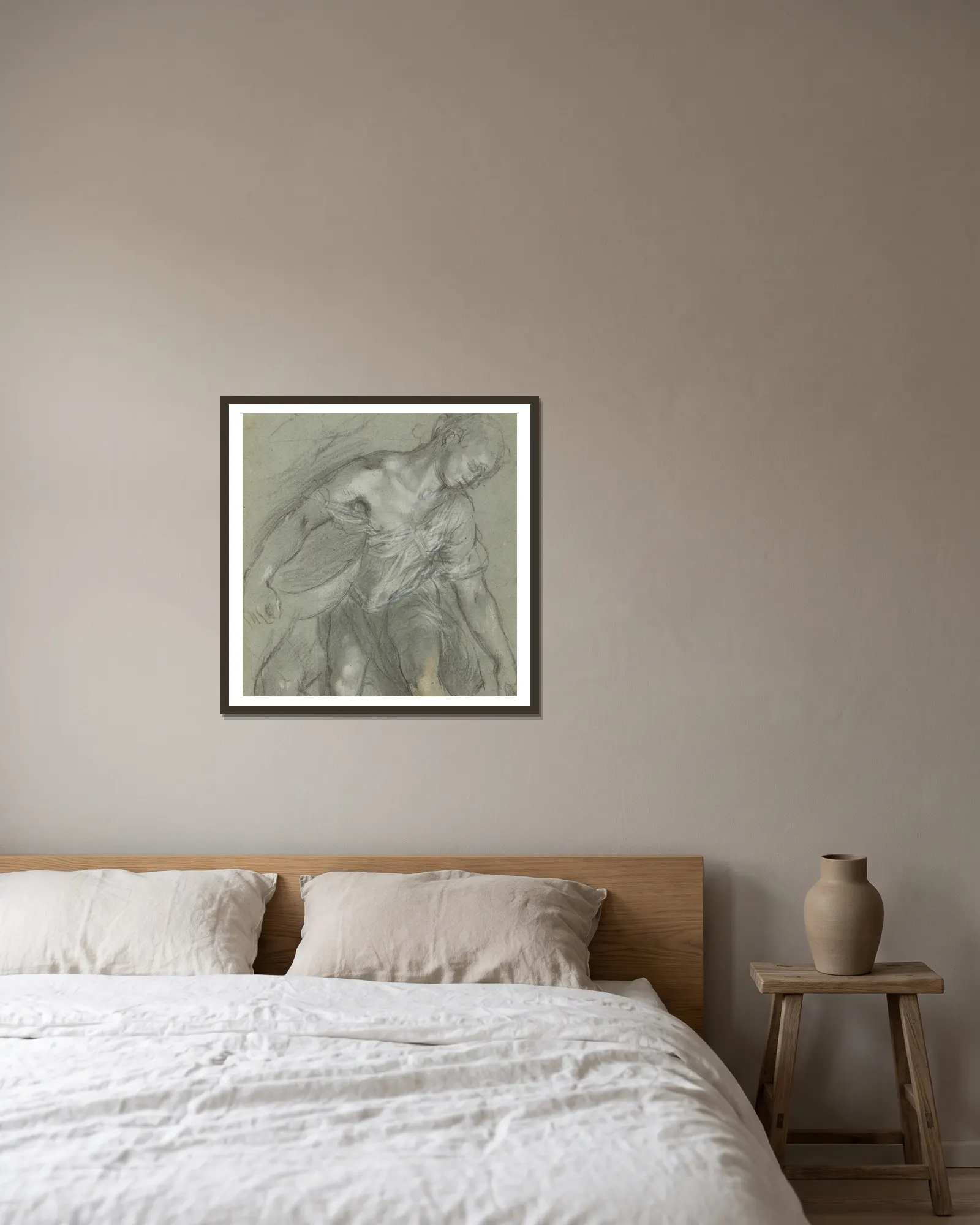 Figure Studies av Federico Barocci inramad på en vägg