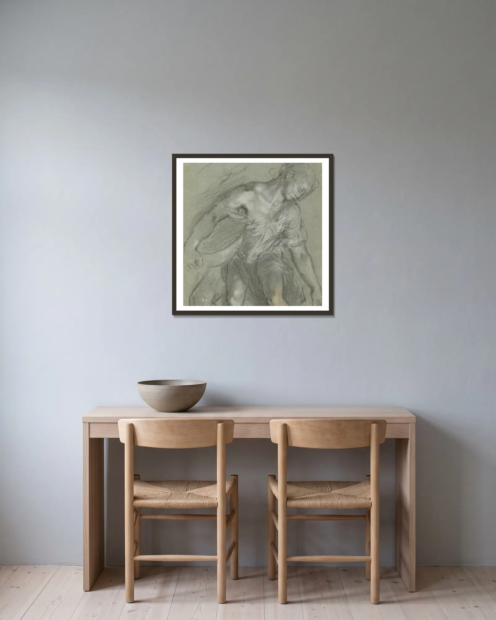 Figure Studies av Federico Barocci inramad på en vägg