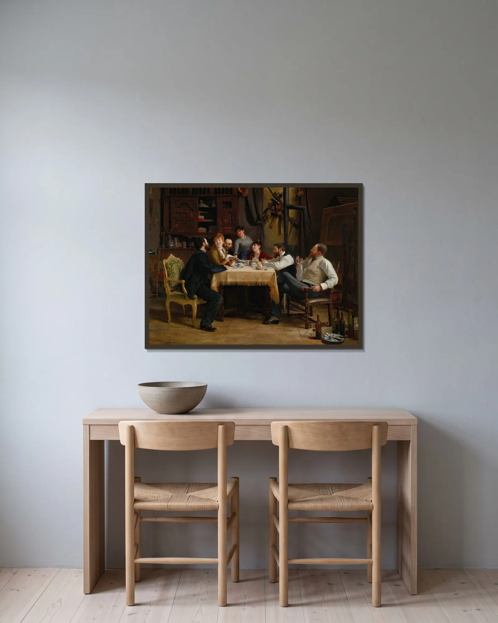 A Friend’s Lunch av Fernand Cormon inramad på en vägg
