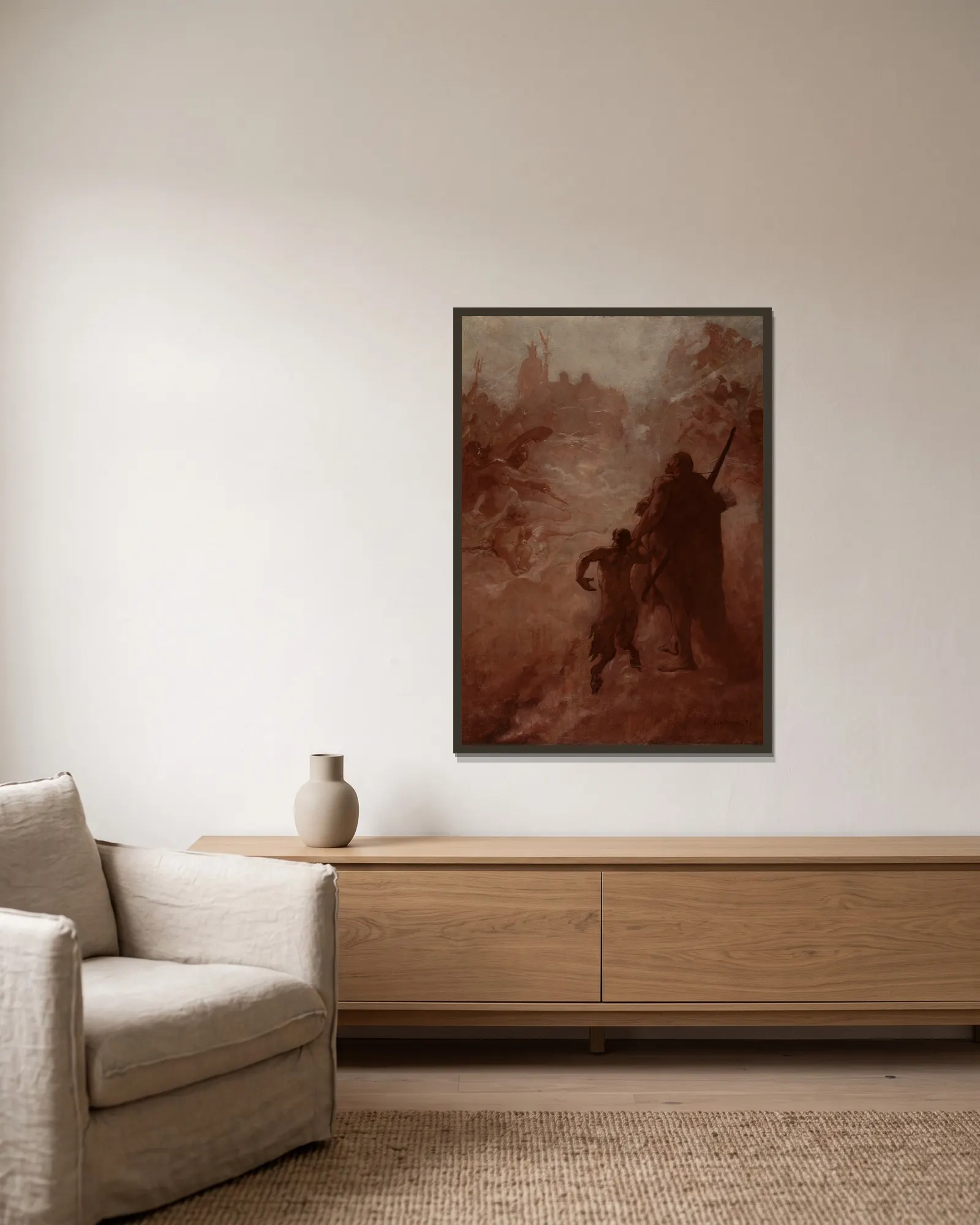 Le Satyre av Fernand Cormon inramad på en vägg