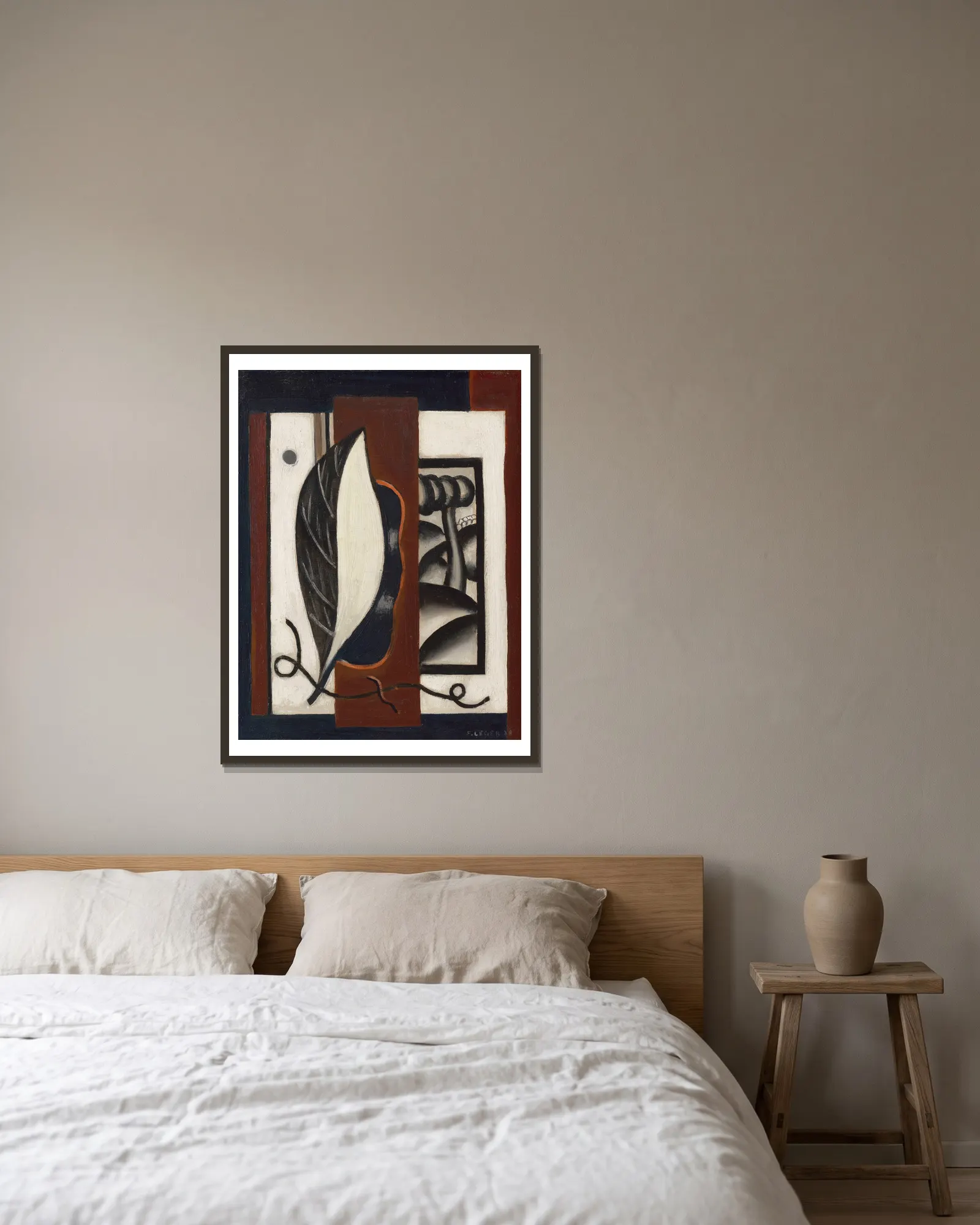 Composition à la feuille av Fernand Léger inramad på en vägg