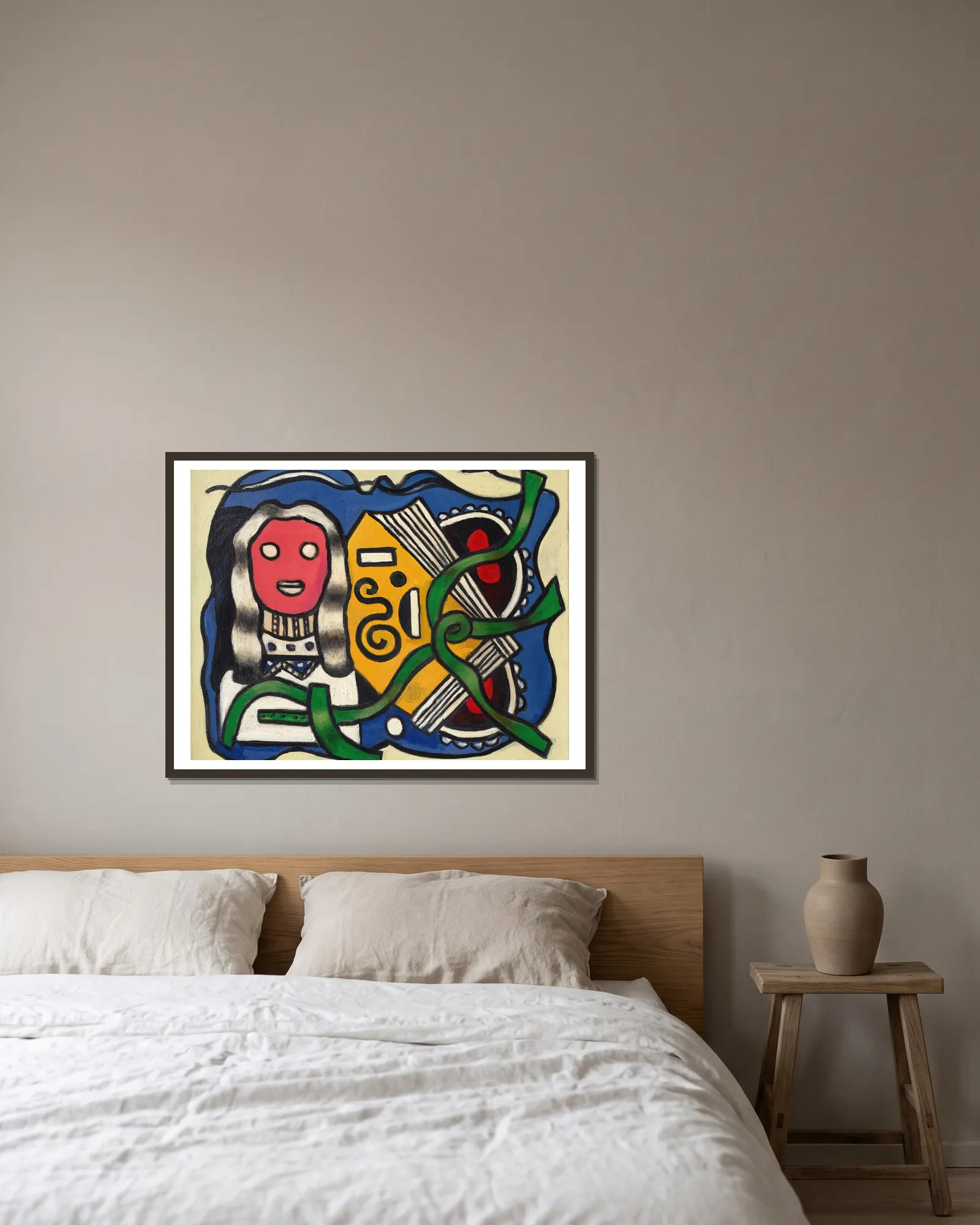 Composition à la poupée av Fernand Léger inramad på en vägg