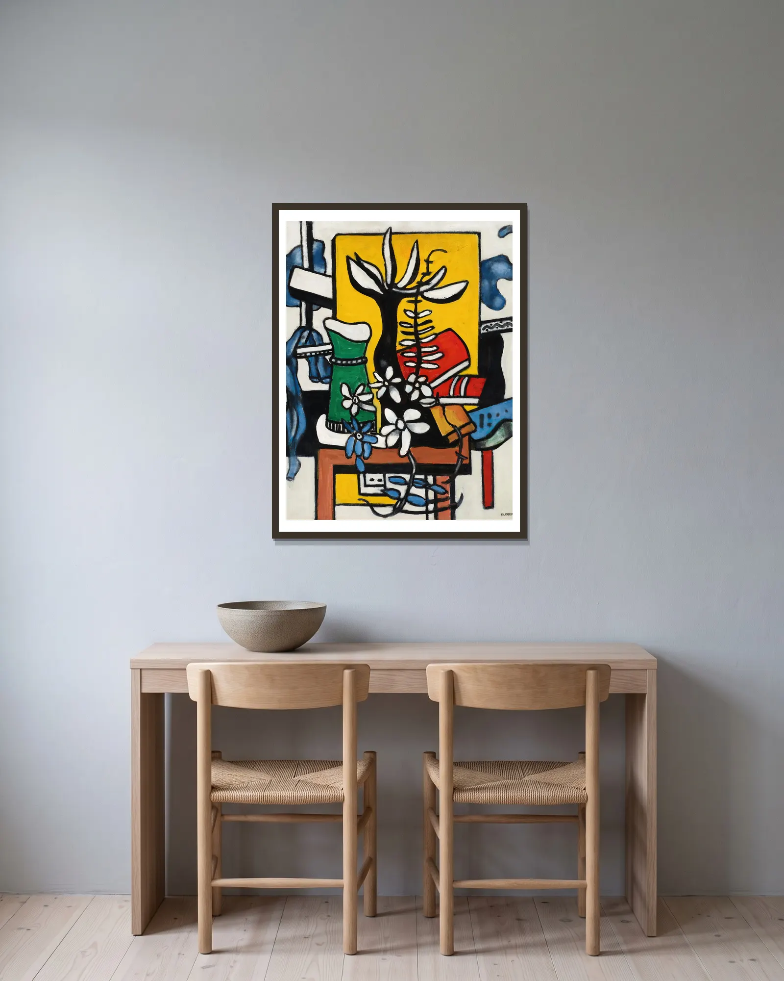 La fleur noire av Fernand Léger inramad på en vägg