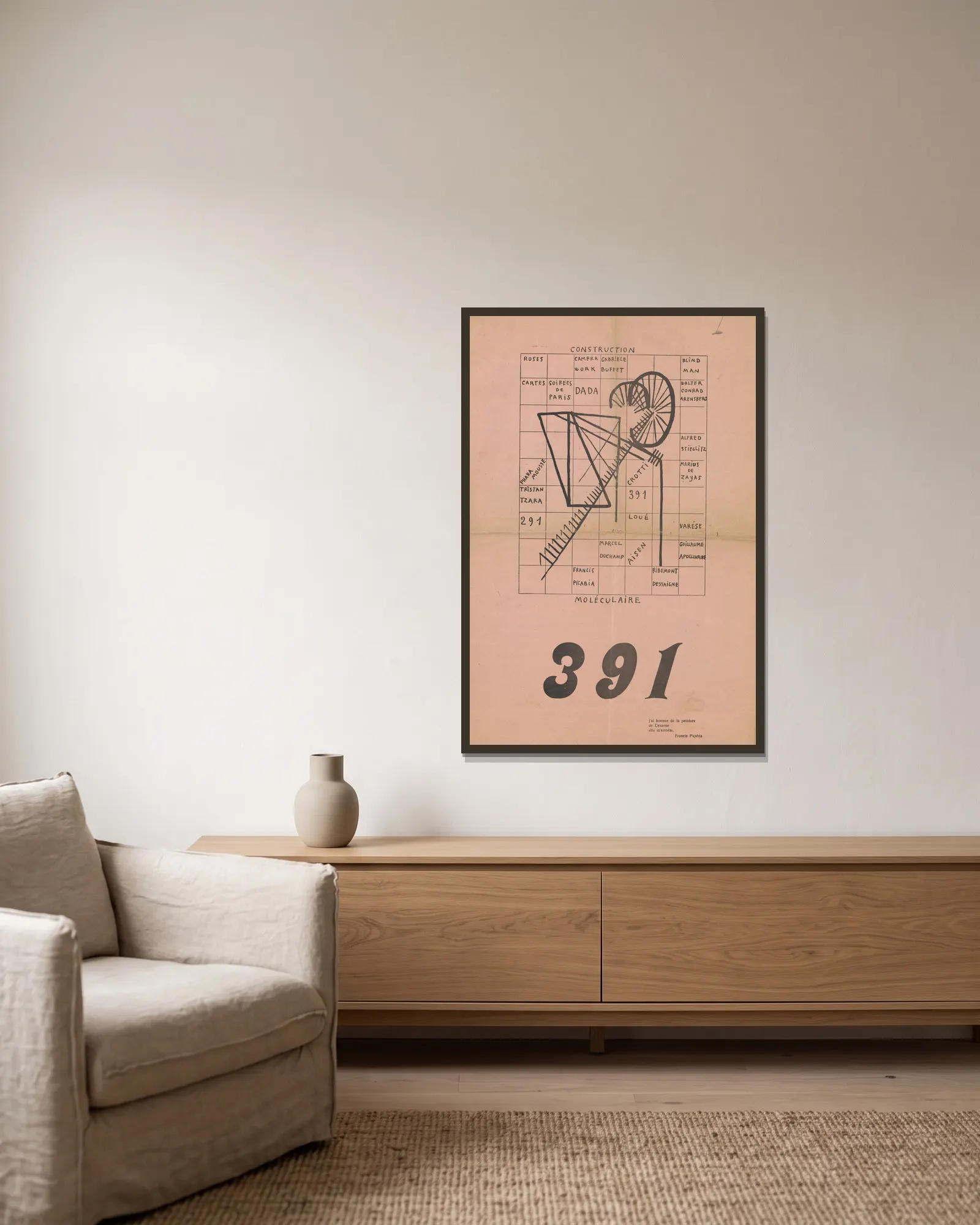 Molèculaire av Francis Picabia inramad på en vägg