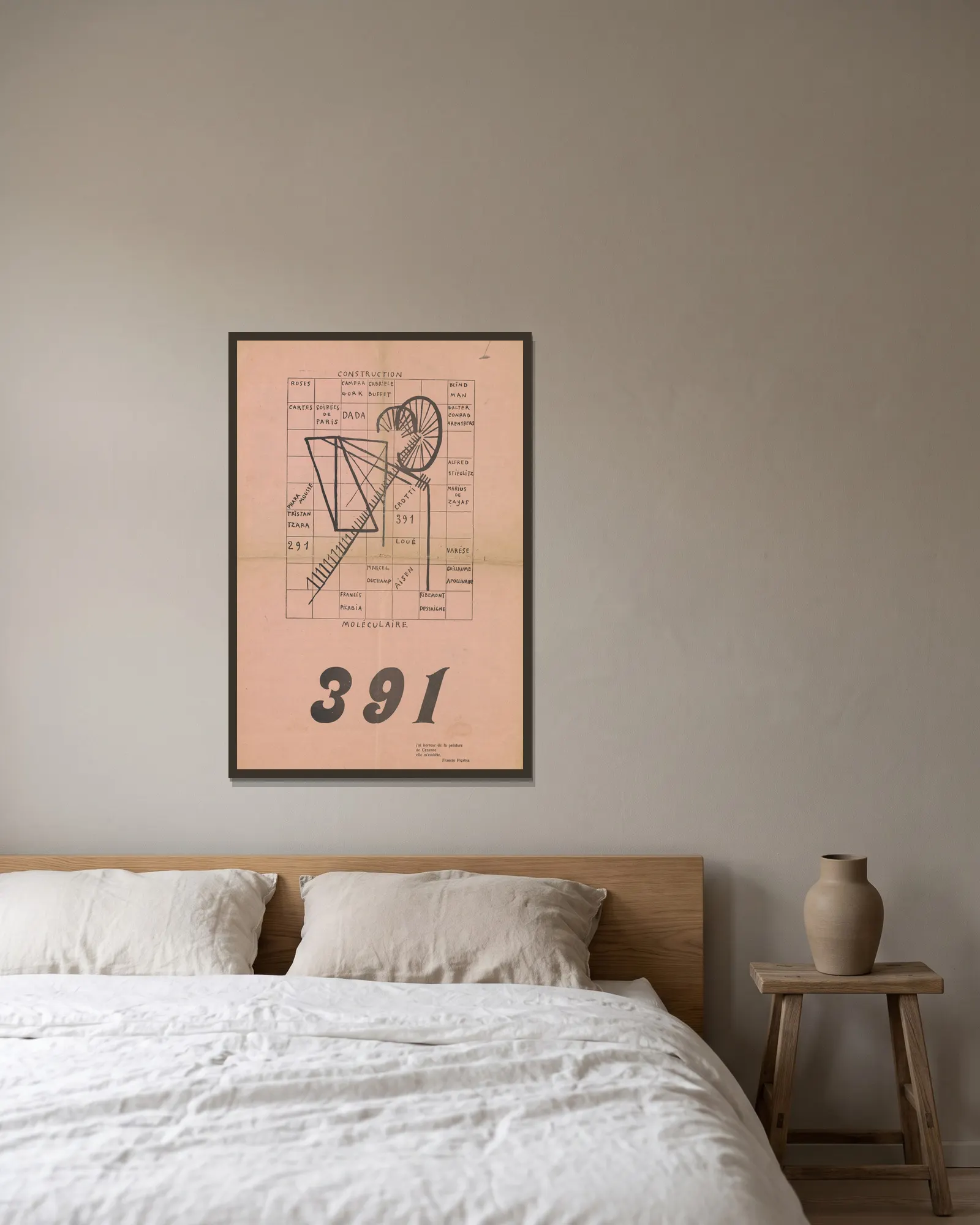 Molèculaire av Francis Picabia inramad på en vägg