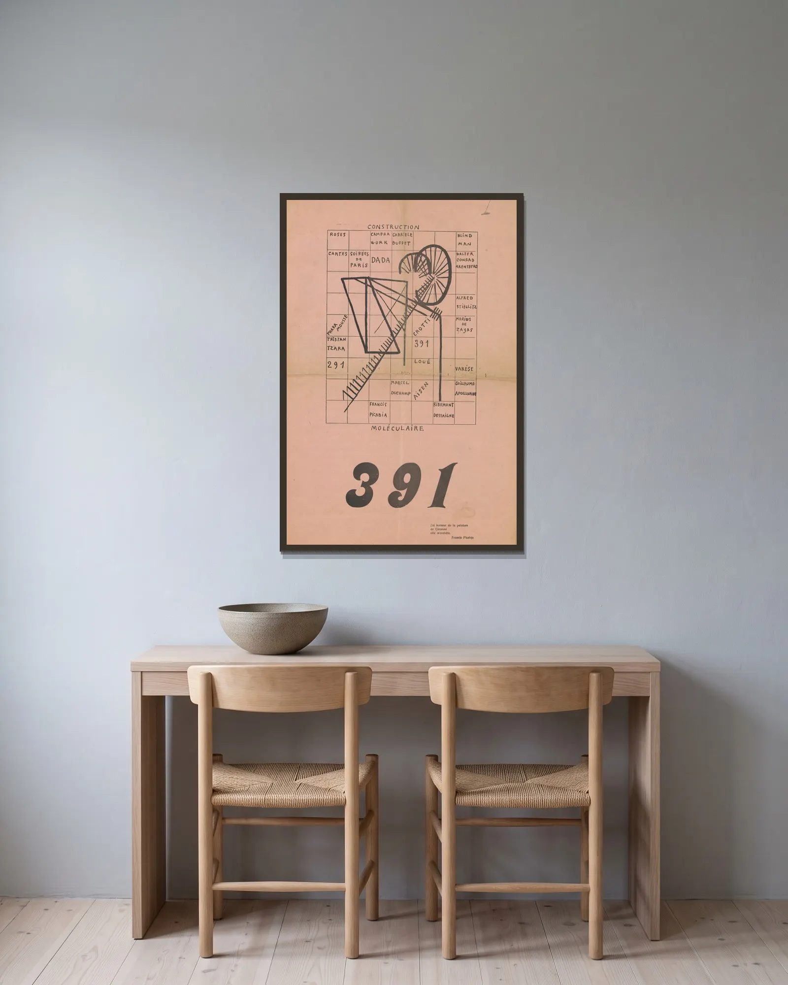 Molèculaire av Francis Picabia inramad på en vägg