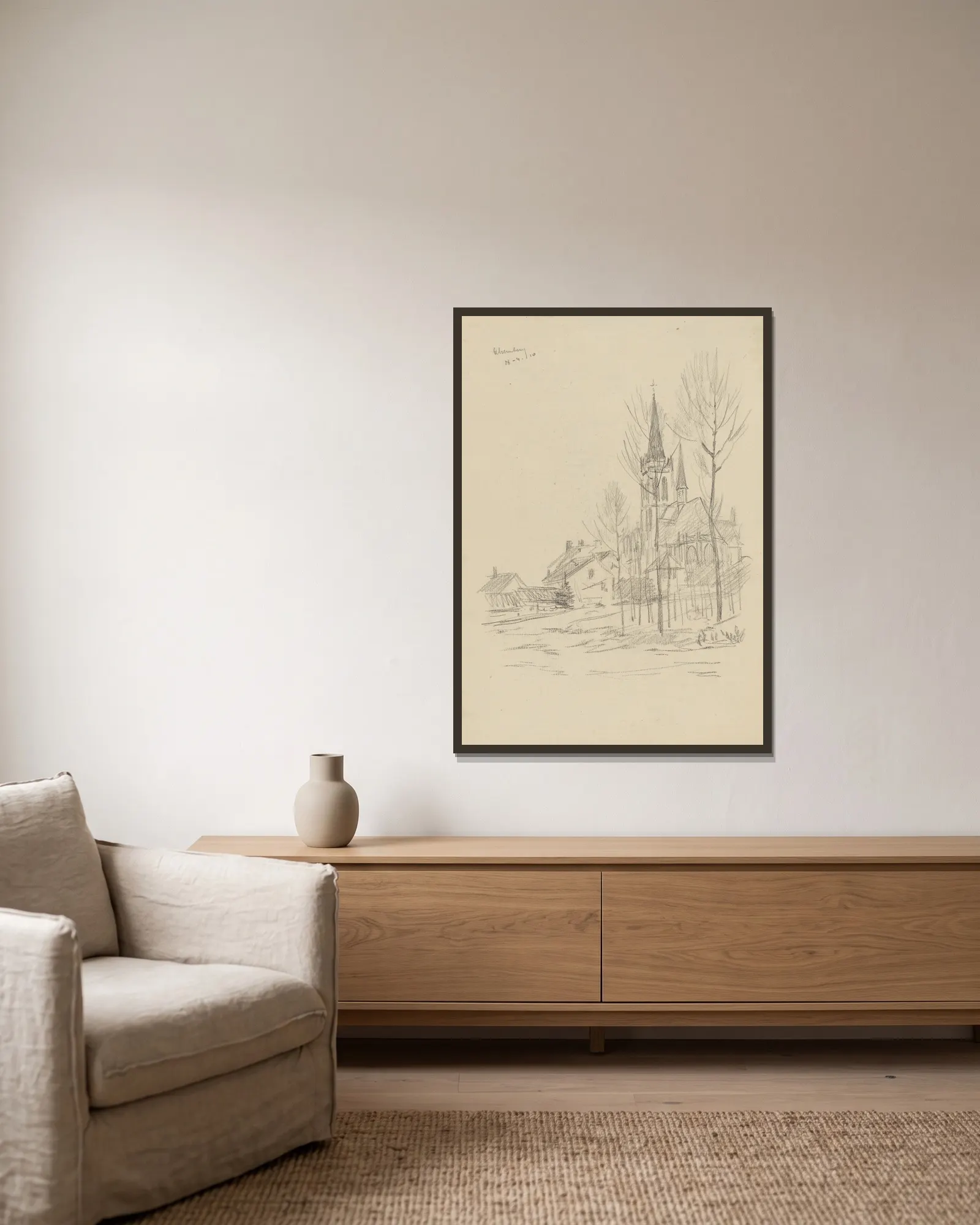 Eglise Notre-Dame à Alsemberg av Jean-François Taelemans inramad på en vägg