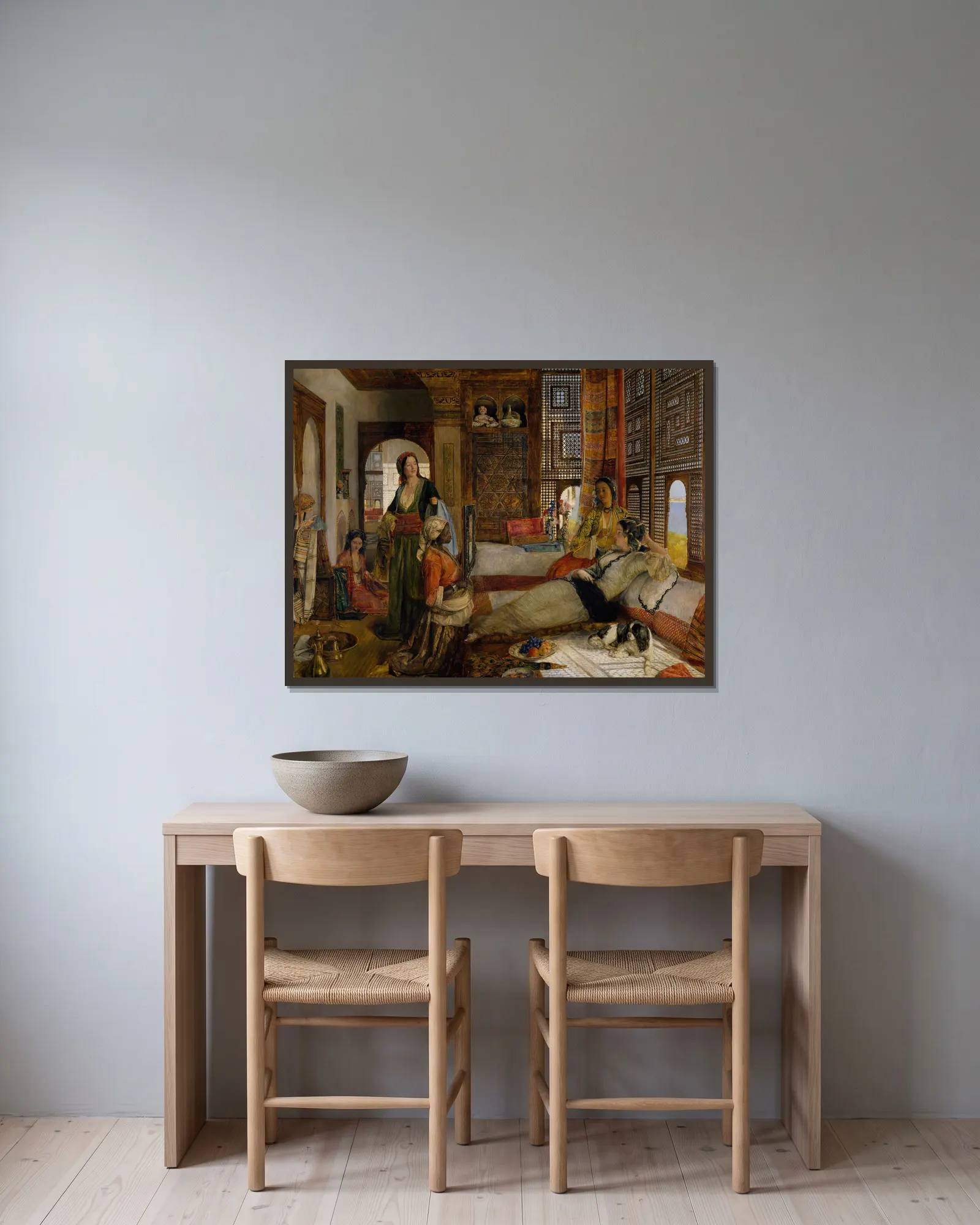 The Harem av John Frederick Lewis inramad på en vägg