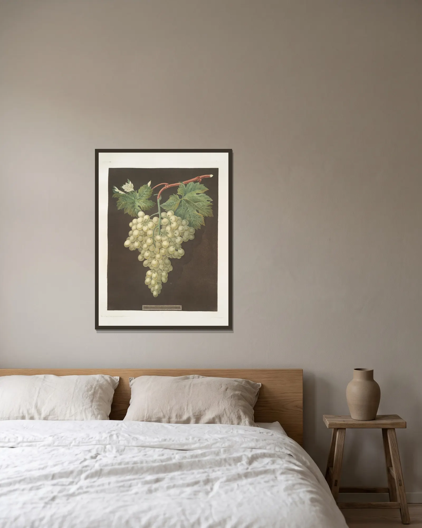 Black Hamburgh grape. av George Brookshaw inramad på en vägg