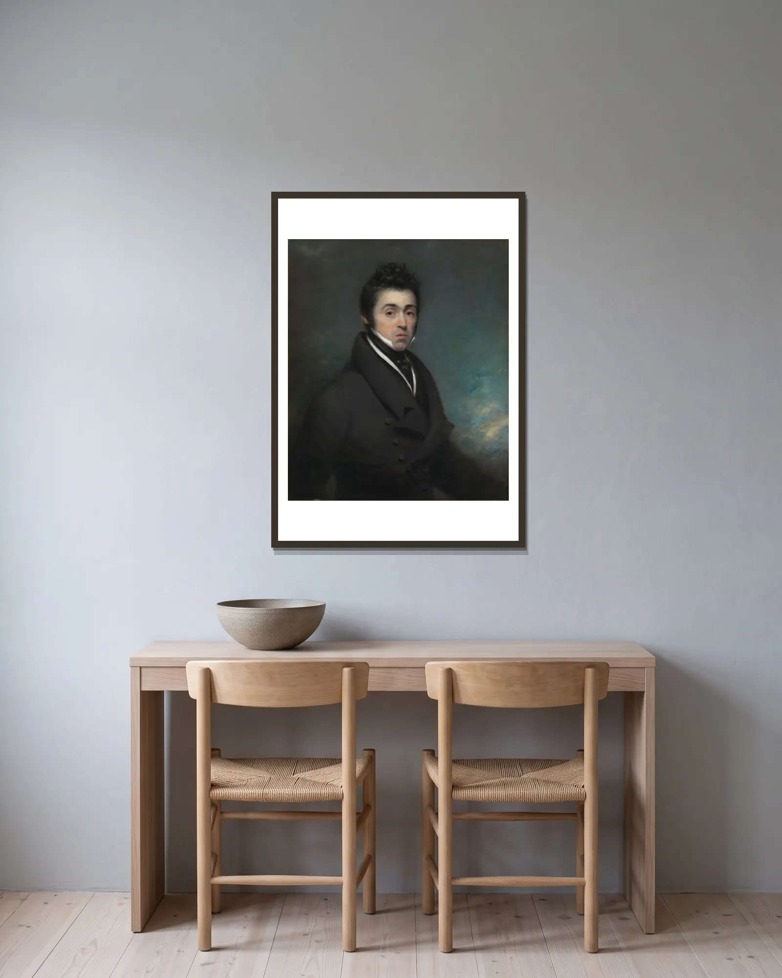 An Unknown Man av George Chinnery inramad på en vägg
