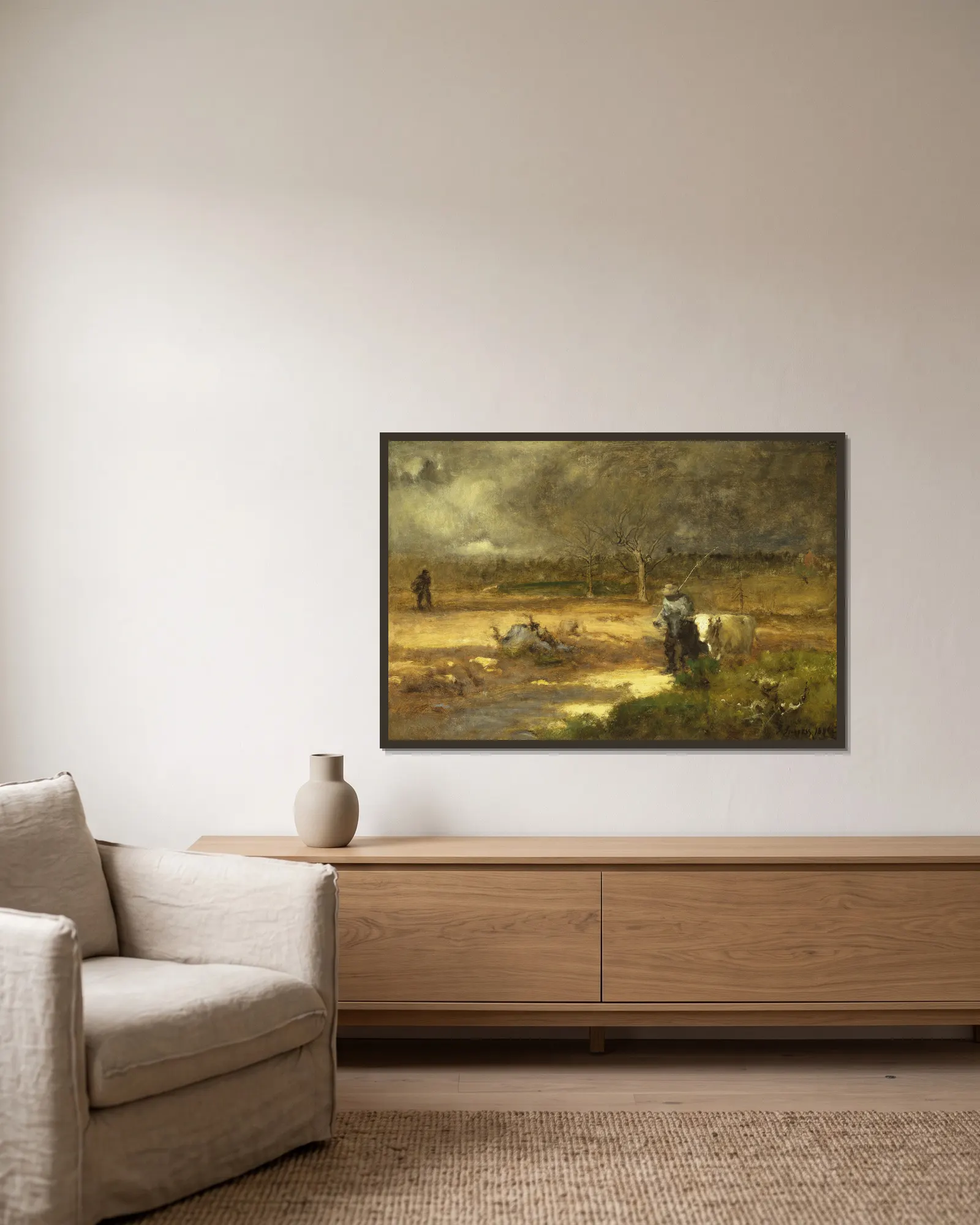 Homeward av George Inness inramad på en vägg