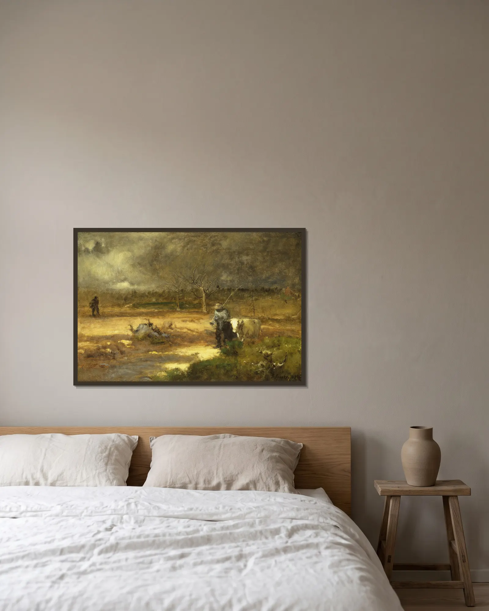 Homeward av George Inness inramad på en vägg