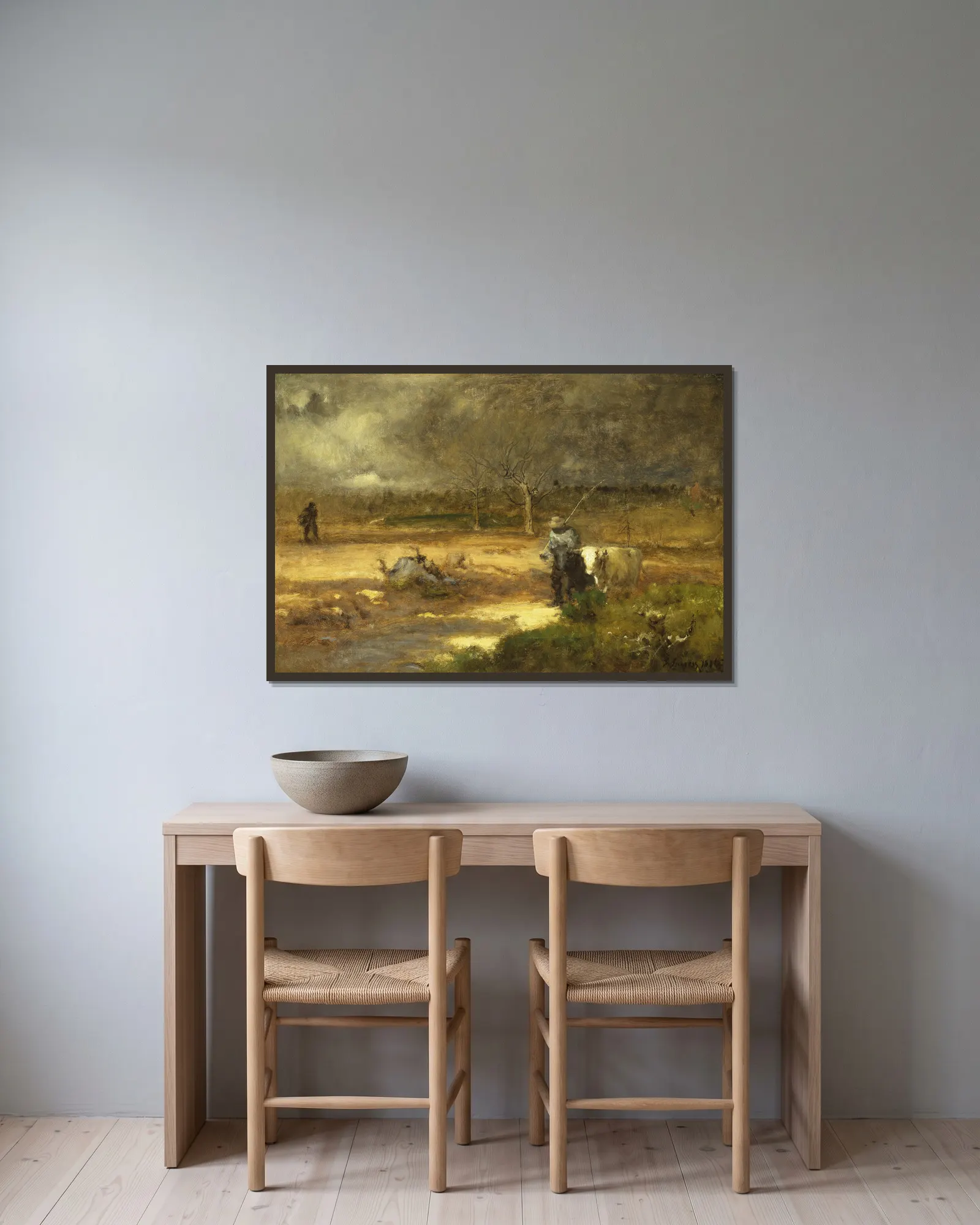 Homeward av George Inness inramad på en vägg