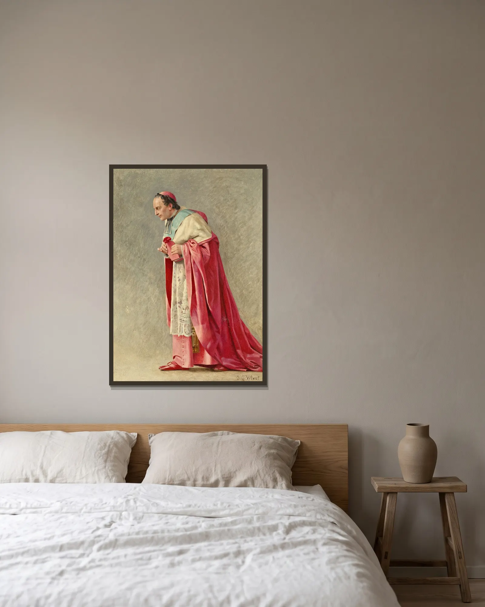 The Cardinal av Jehan Georges Vibert inramad på en vägg