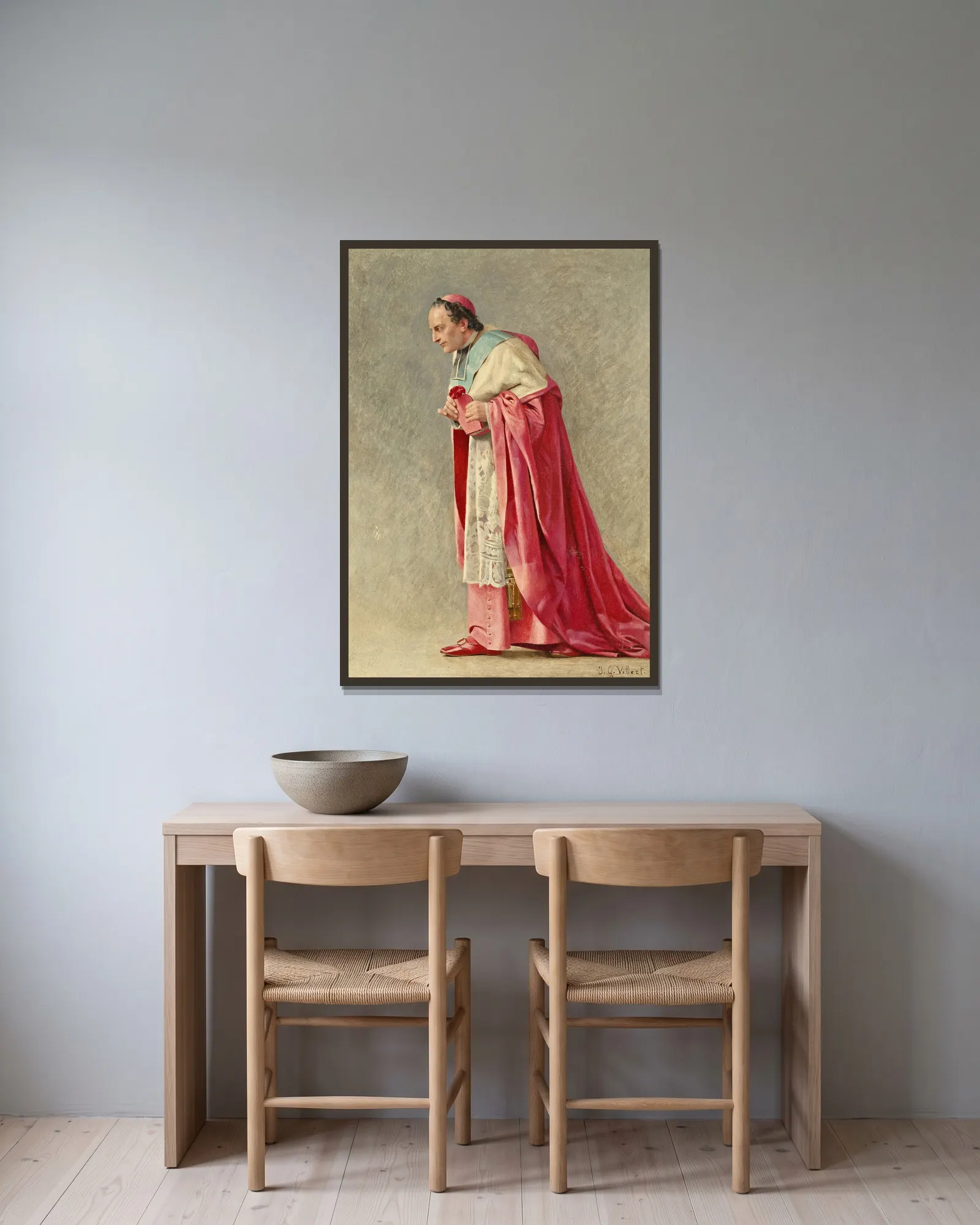 The Cardinal av Jehan Georges Vibert inramad på en vägg