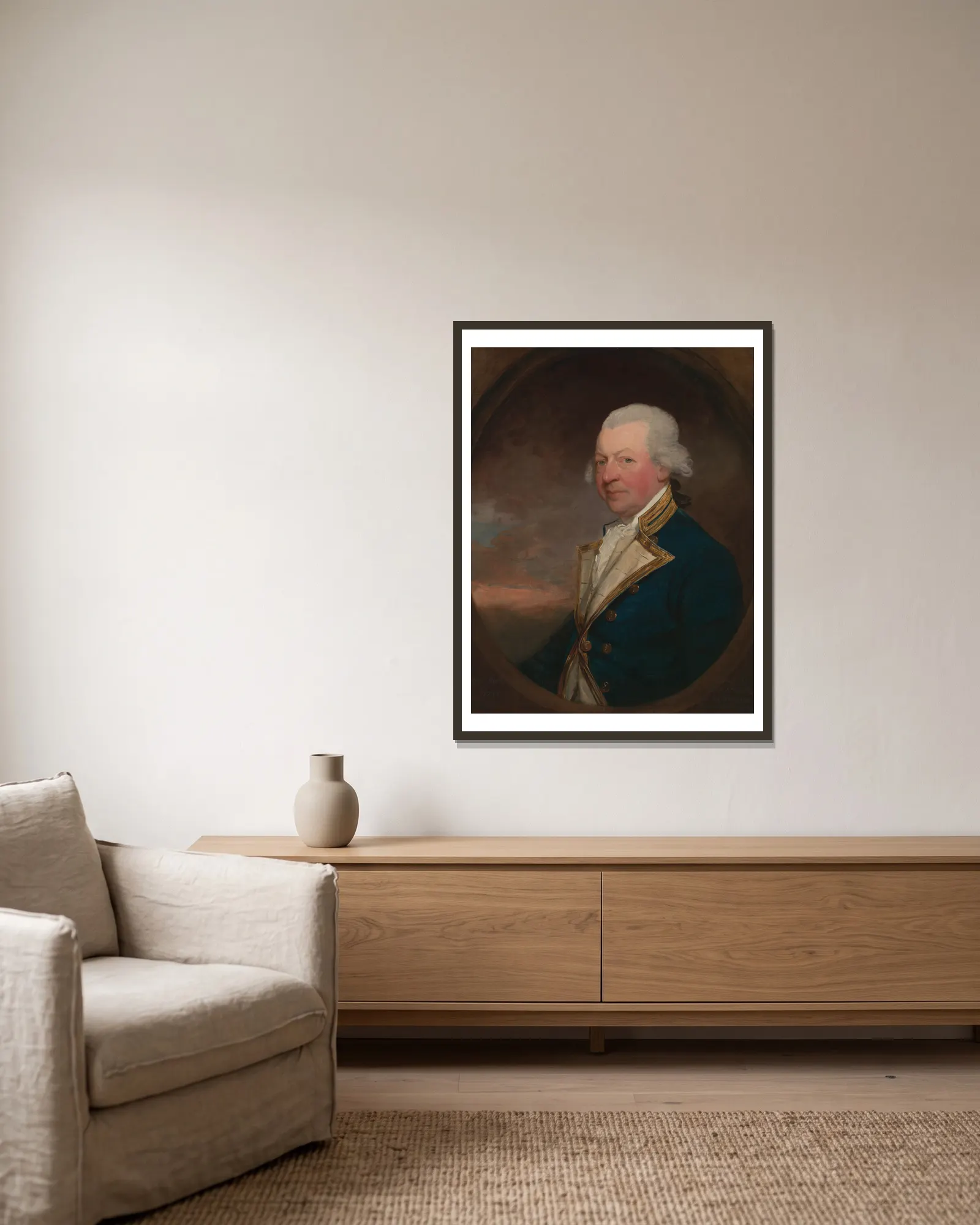 Captain John MacBride av Gilbert Stuart inramad på en vägg