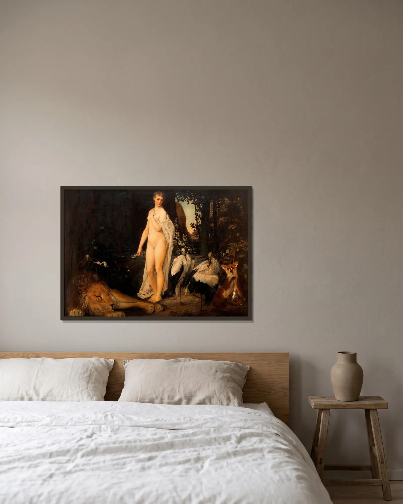 Fabel av Gustav Klimt inramad på en vägg