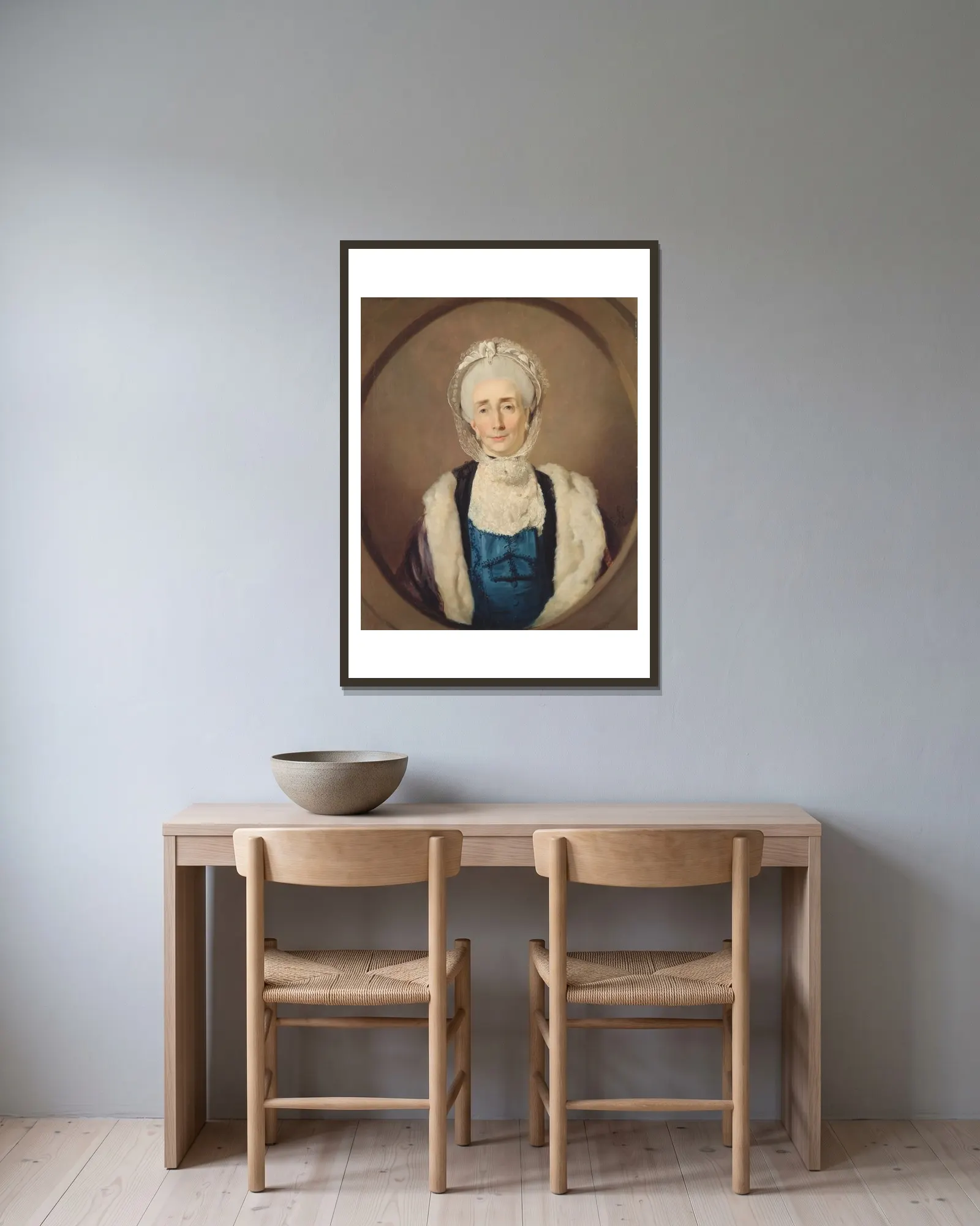Mrs. Lushington av John Hamilton Mortimer inramad på en vägg