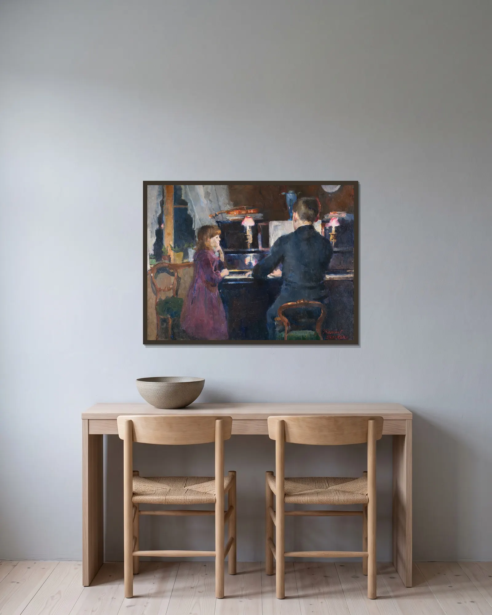 Big Brother Playing av Harriet Backer inramad på en vägg