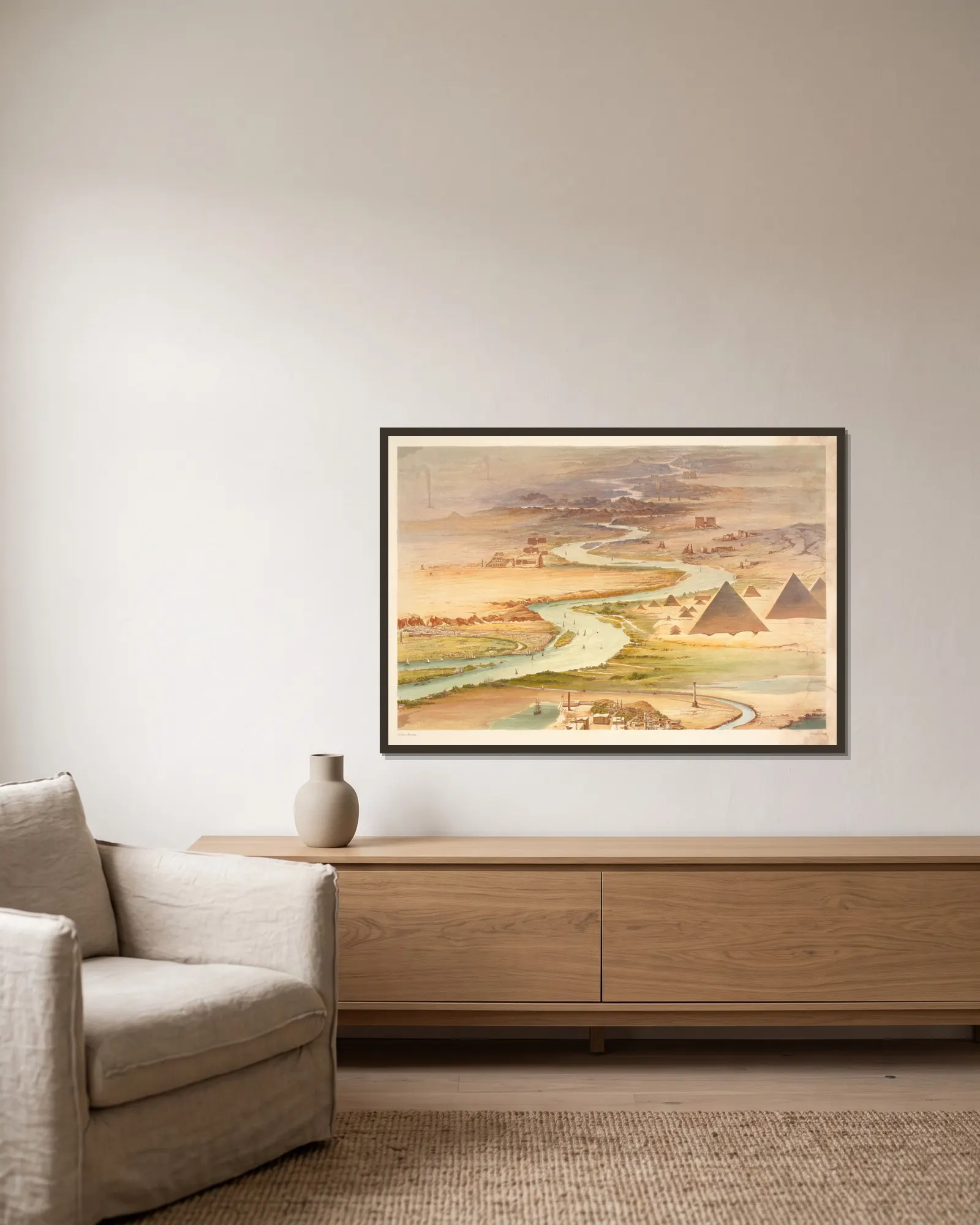 Landscape av Hector Horeau inramad på en vägg
