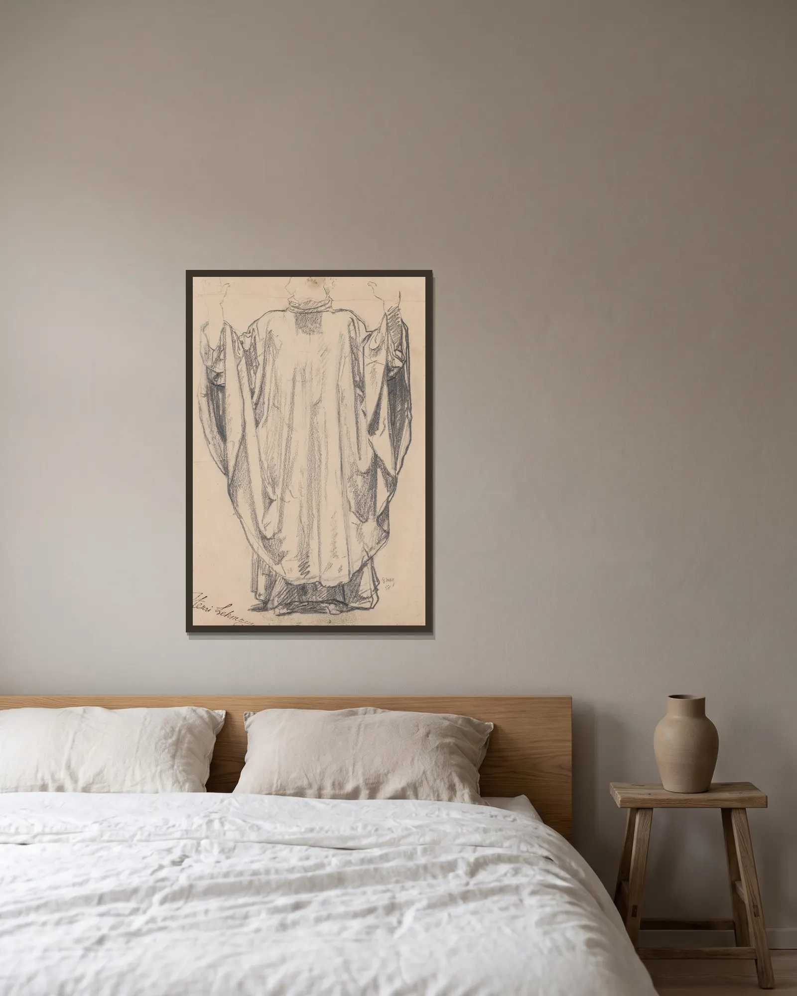 Costume Study av Henri Lehmann inramad på en vägg
