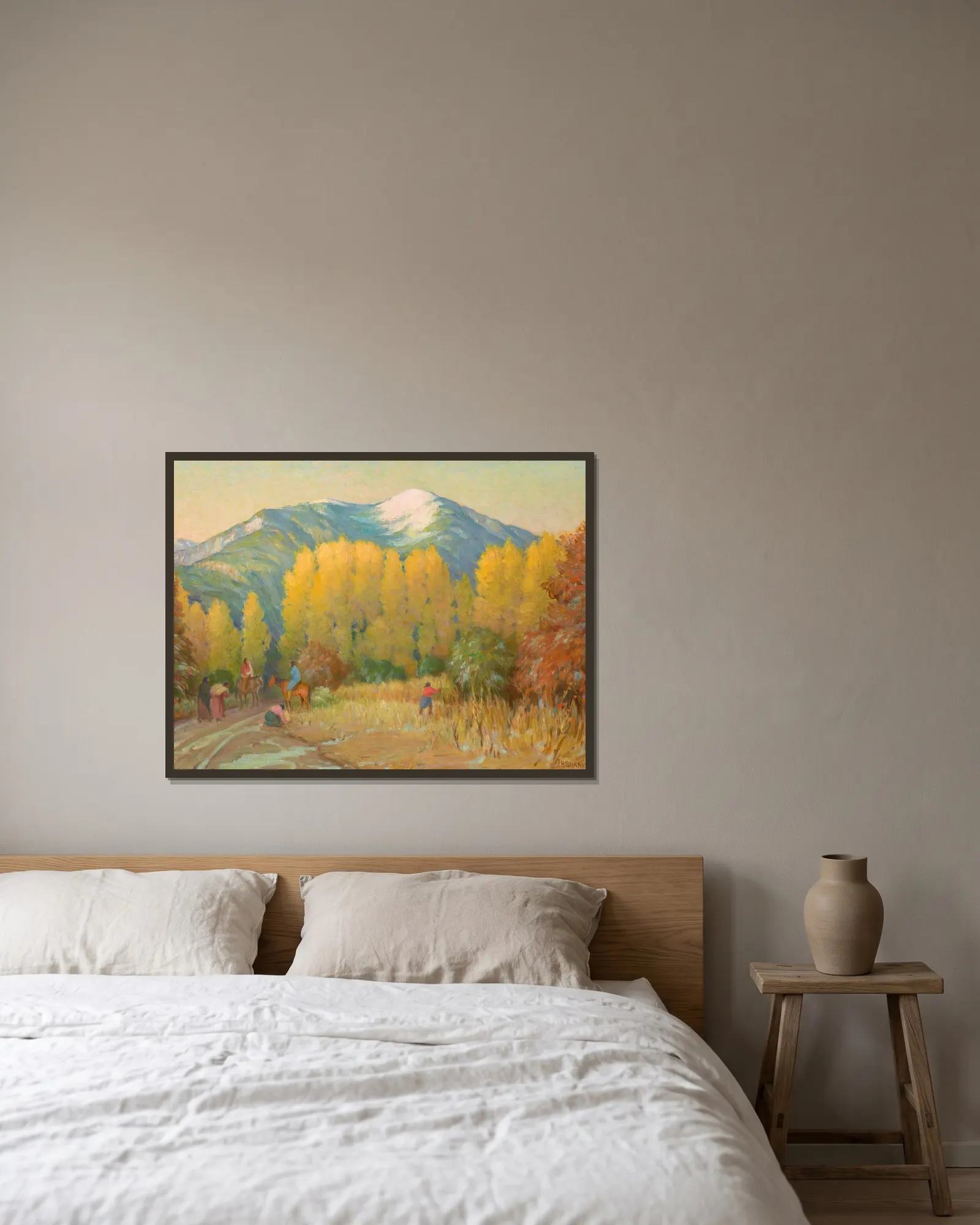 Old Road to the Pueblo of Taos—Afterglow av Joseph Henry Sharp inramad på en vägg