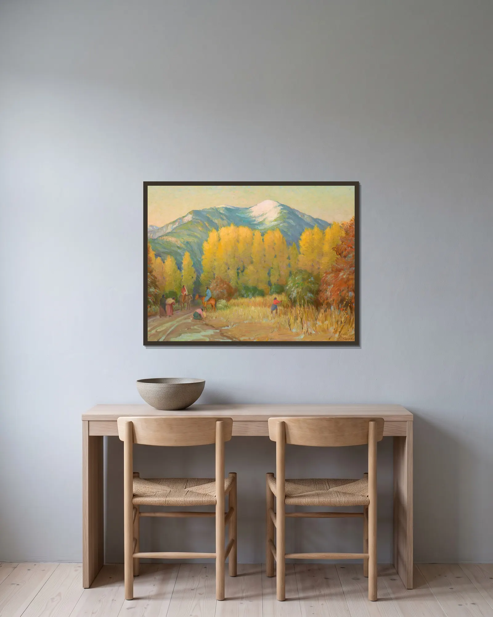 Old Road to the Pueblo of Taos—Afterglow av Joseph Henry Sharp inramad på en vägg