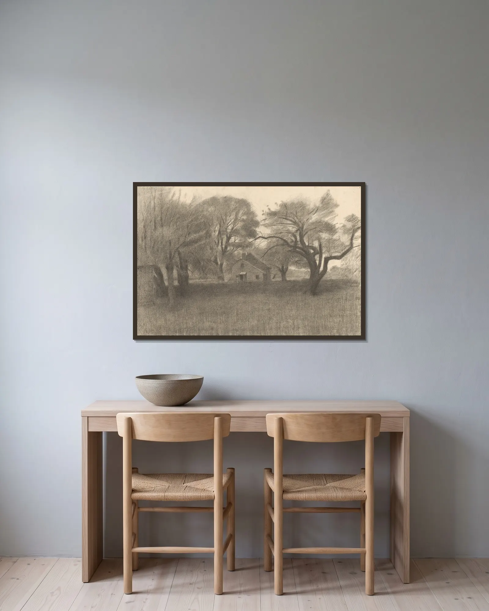 Rural Landscape av Herbert Crowley inramad på en vägg
