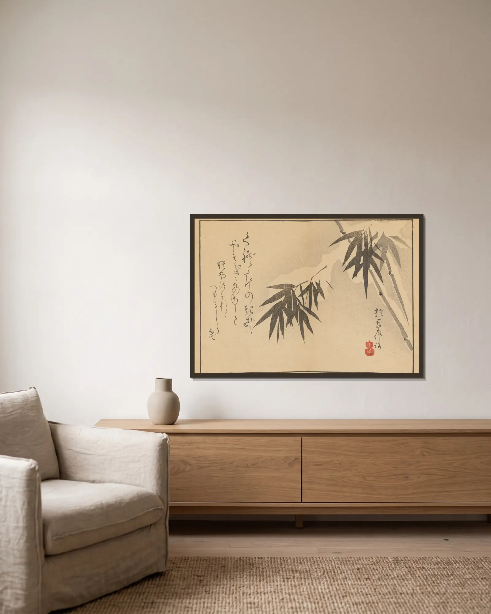 Sakai Hōitsu gajō, Pl.19 av Sakai Hōitsu inramad på en vägg