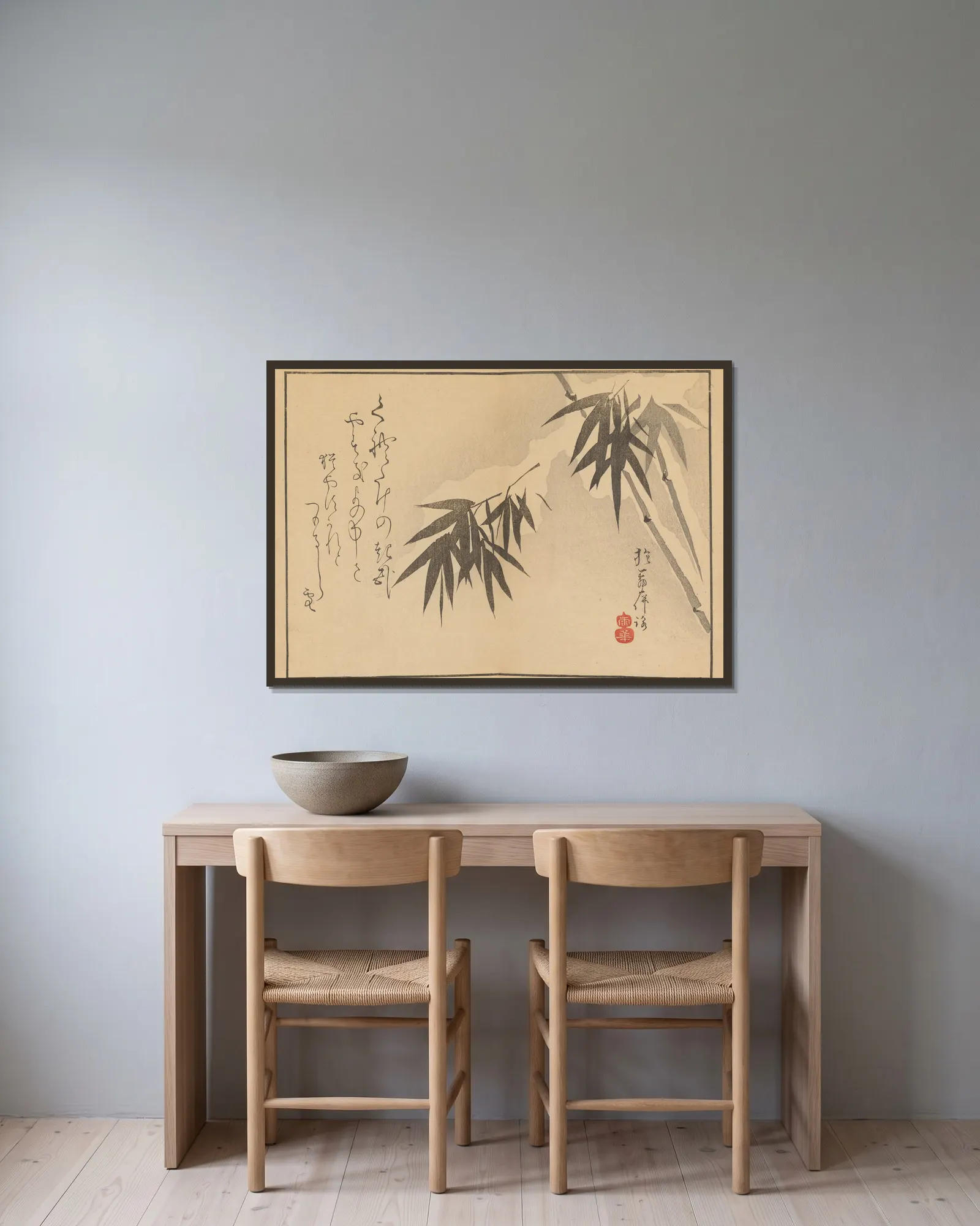Sakai Hōitsu gajō, Pl.19 av Sakai Hōitsu inramad på en vägg