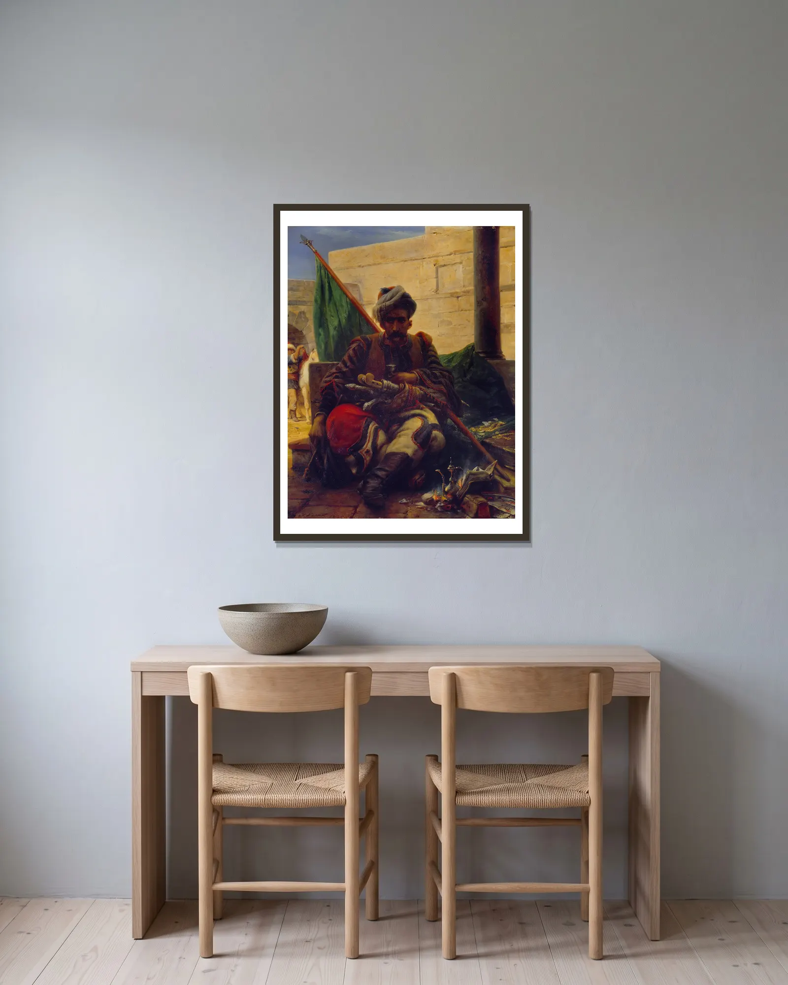 A Bashi-Bazouk av Horace Vernet inramad på en vägg