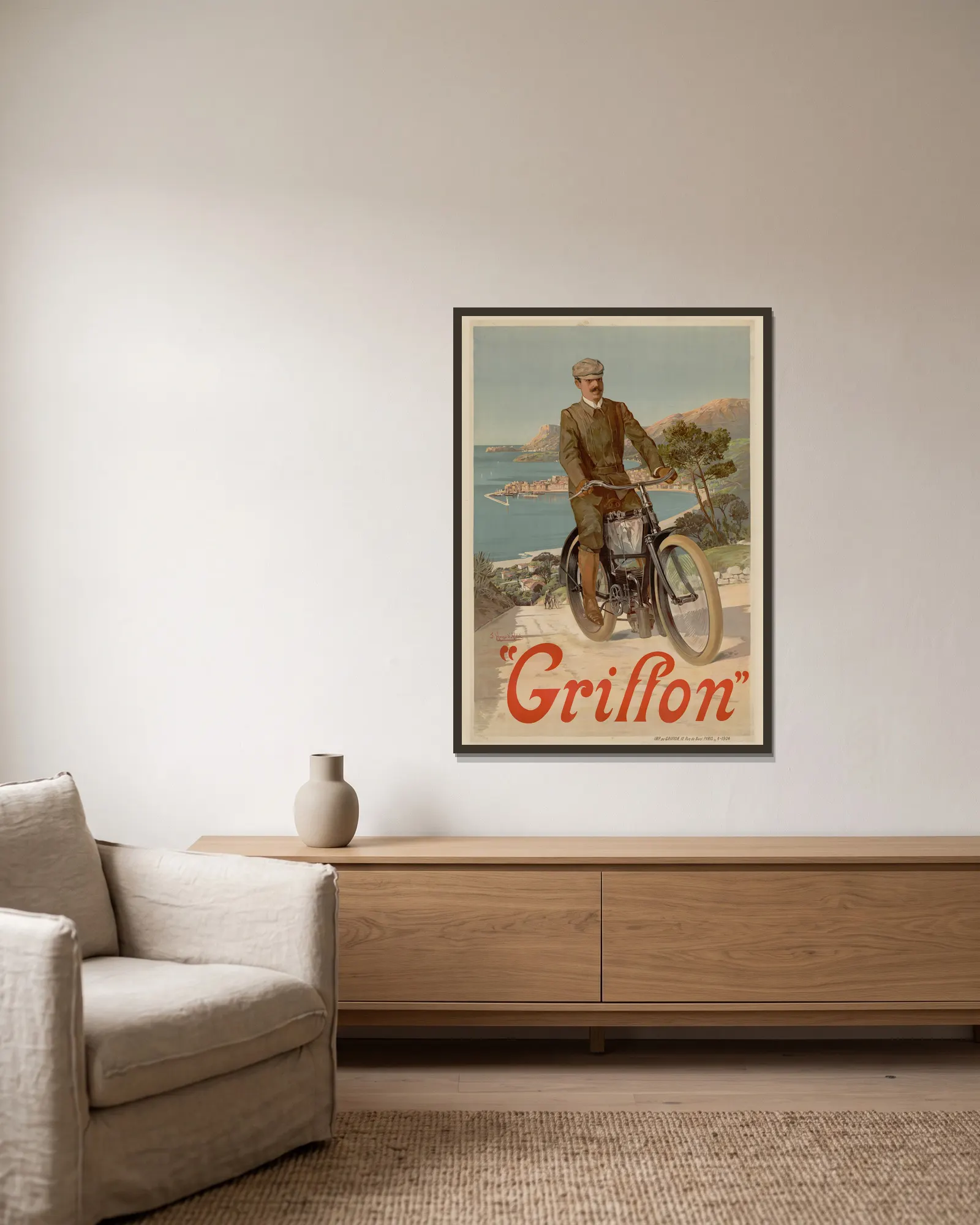 Griffon av Frederic Hugo d’Alési inramad på en vägg