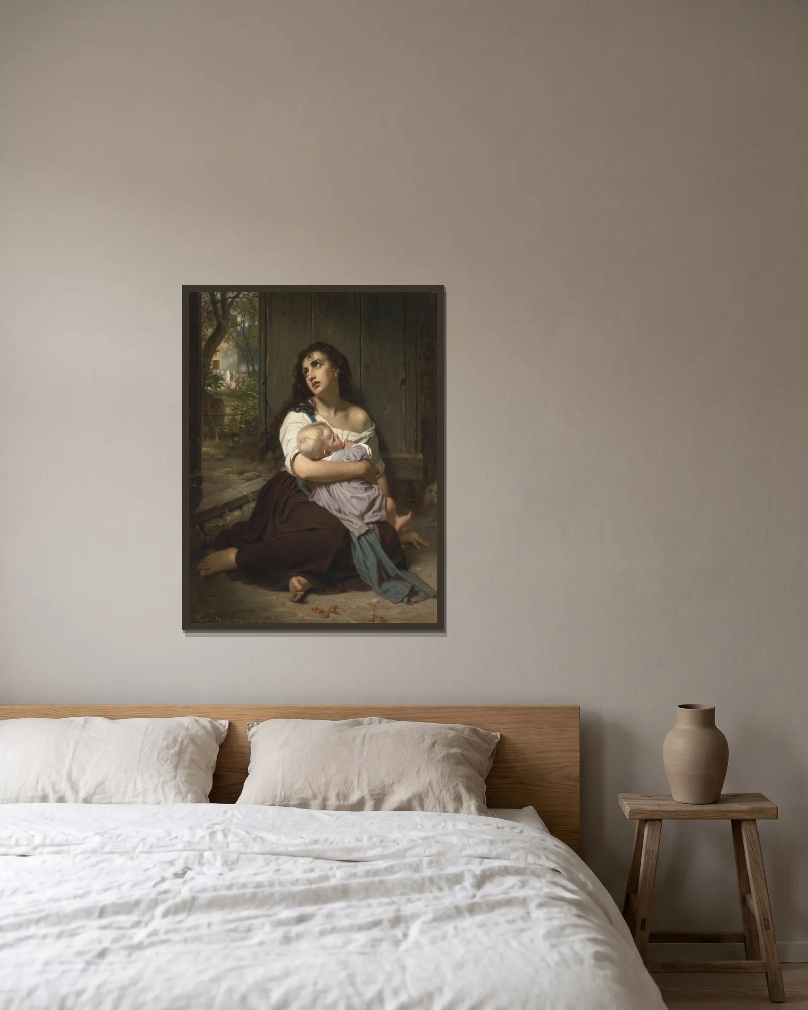 L’abandonnée av Hugues Merle inramad på en vägg