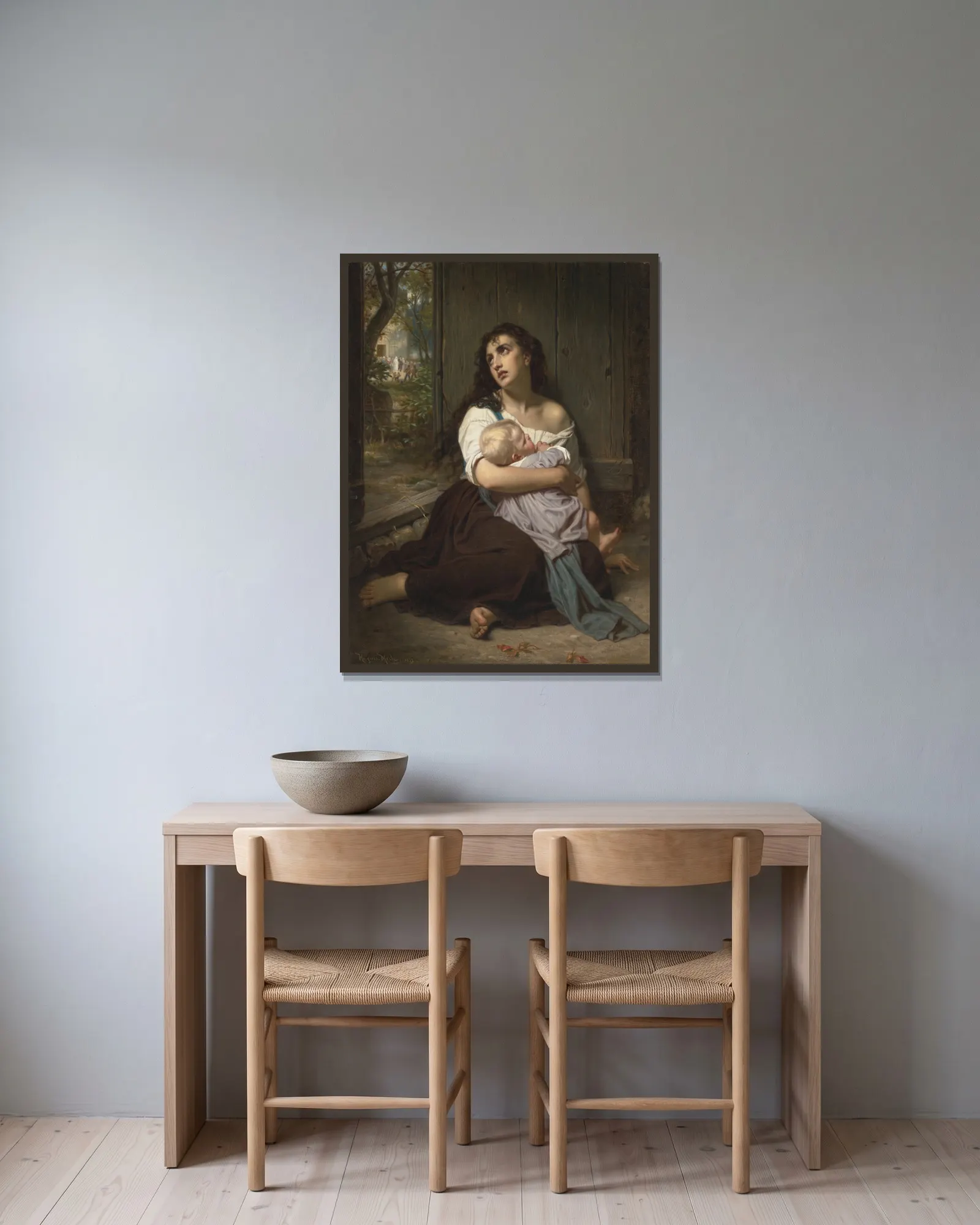 L’abandonnée av Hugues Merle inramad på en vägg