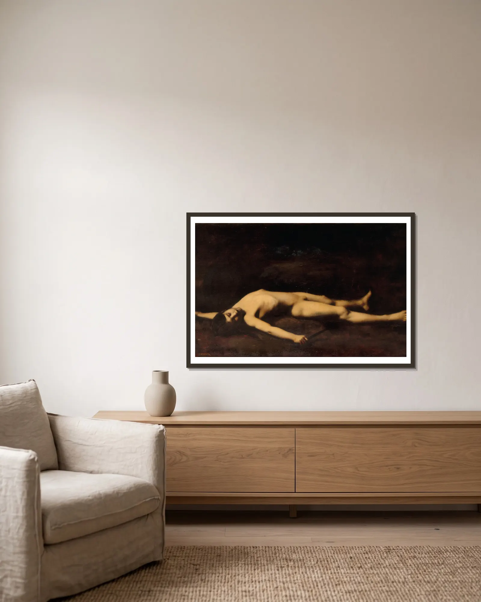 Bara av Jean-Jacques Henner inramad på en vägg