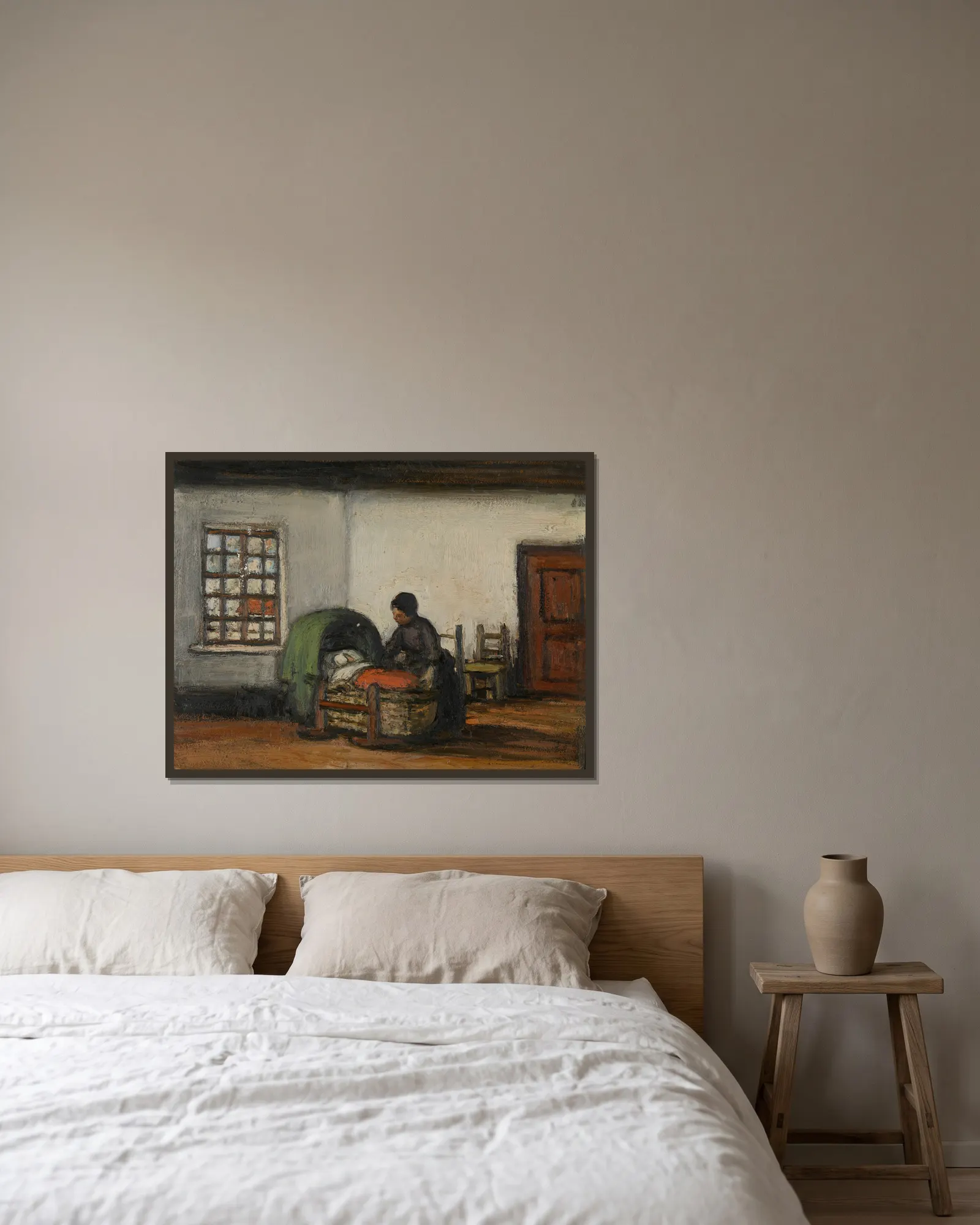 Interior with Cradle av Jakob Smits inramad på en vägg