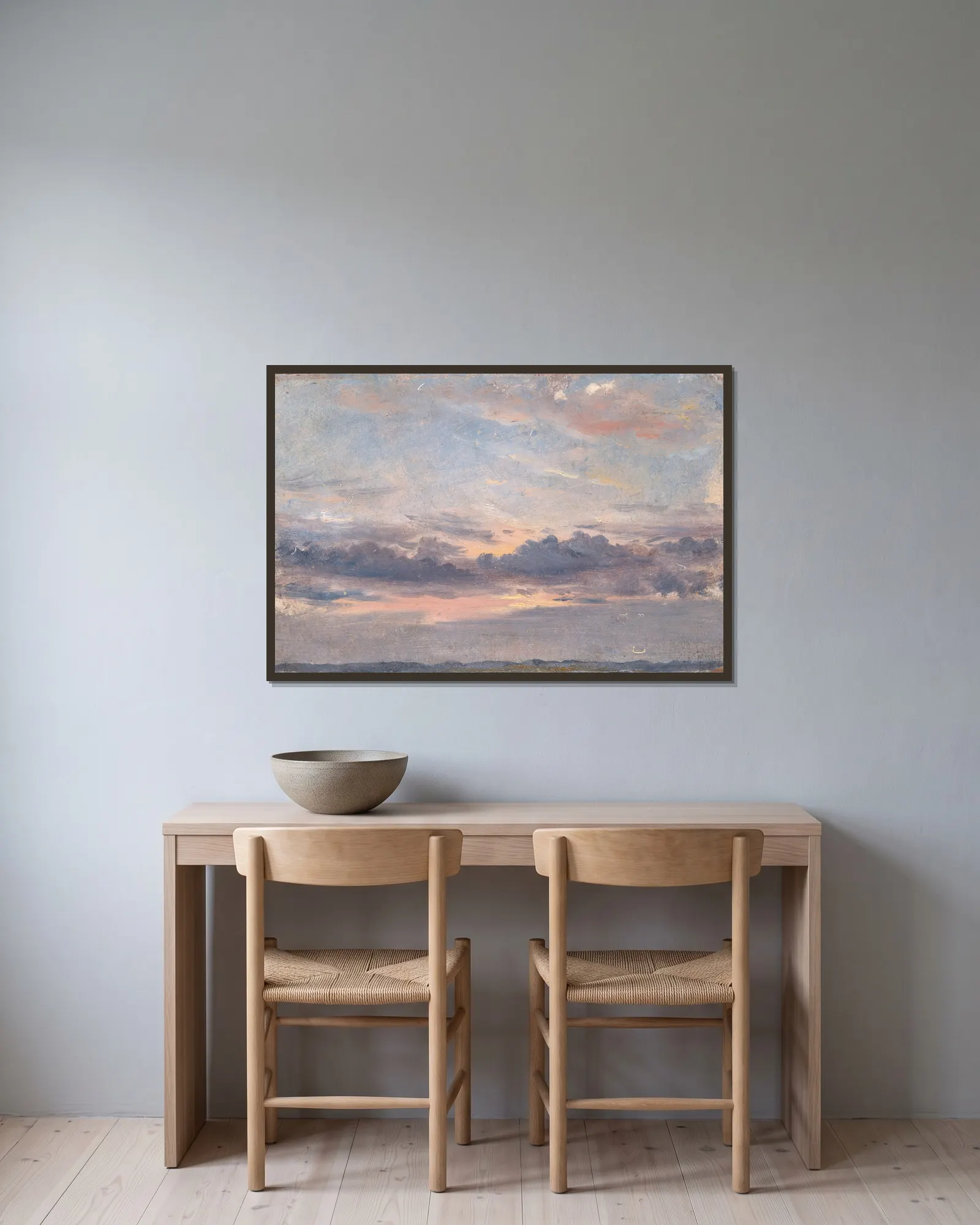 A Cloud Study, Sunset av John Constable inramad på en vägg