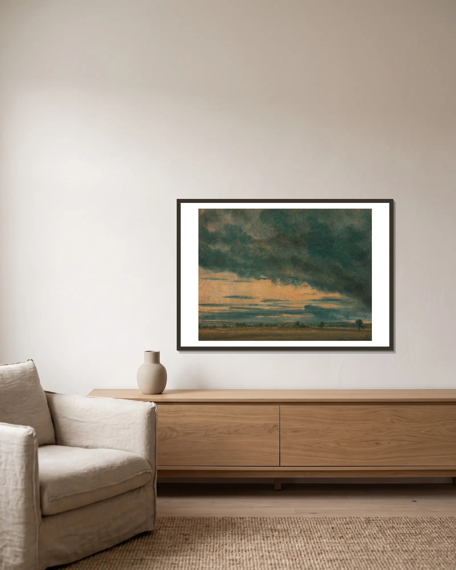 Cloud Study av John Constable inramad på en vägg