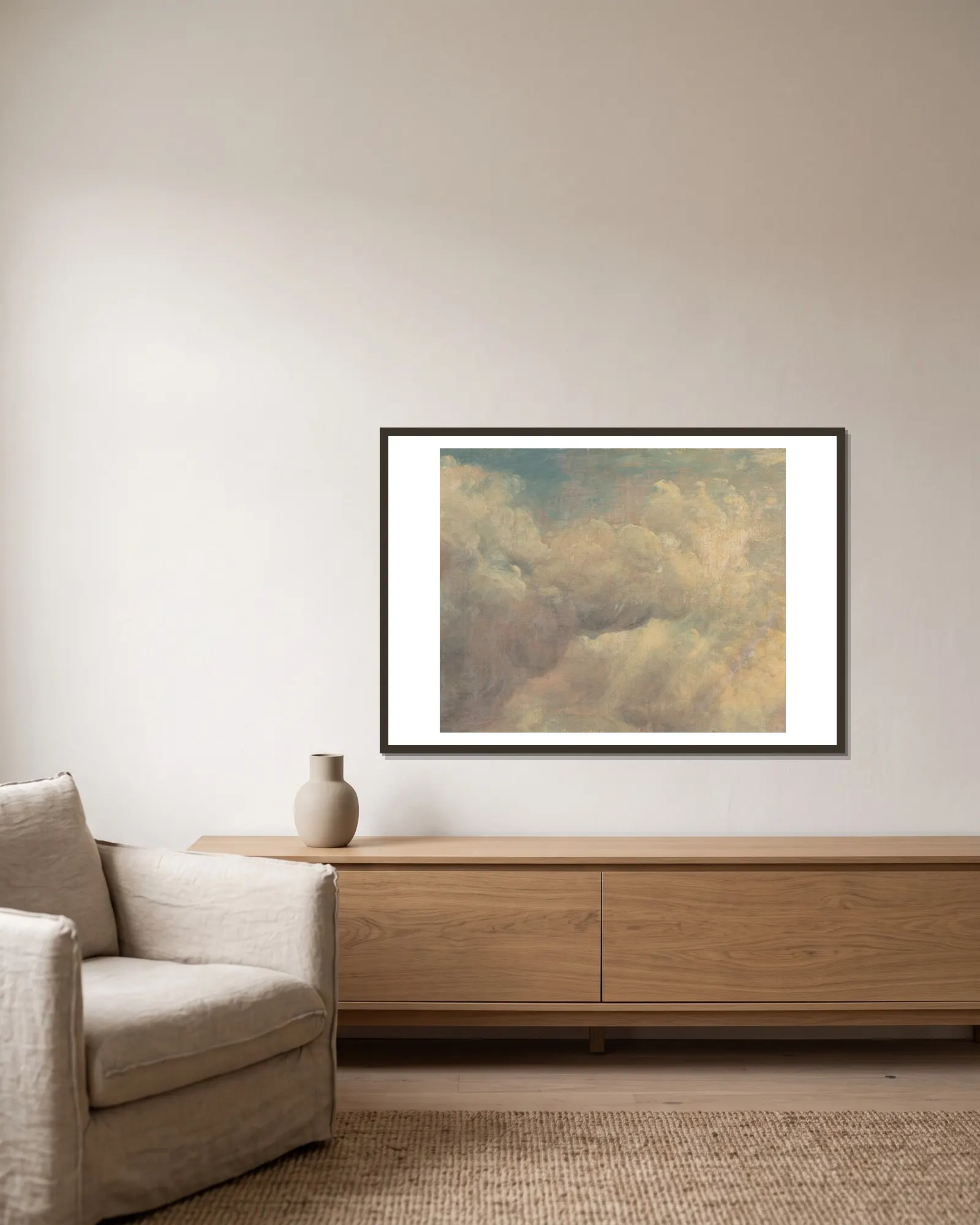 Cloud Study av John Constable inramad på en vägg
